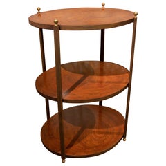 English Oval Wooden Bookshelf with Brass Decorations and Three Heights