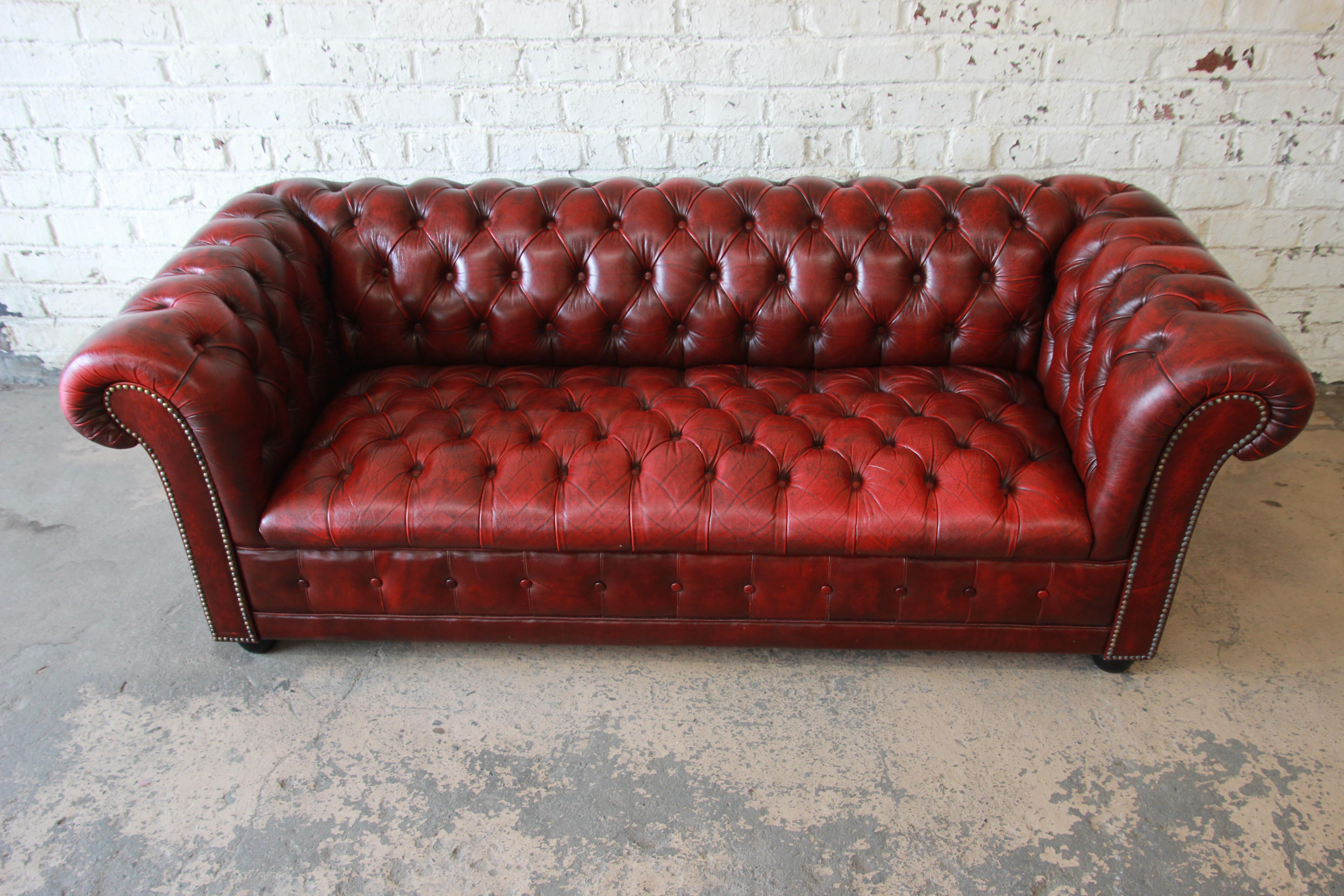 oxblood chesterfield sofa