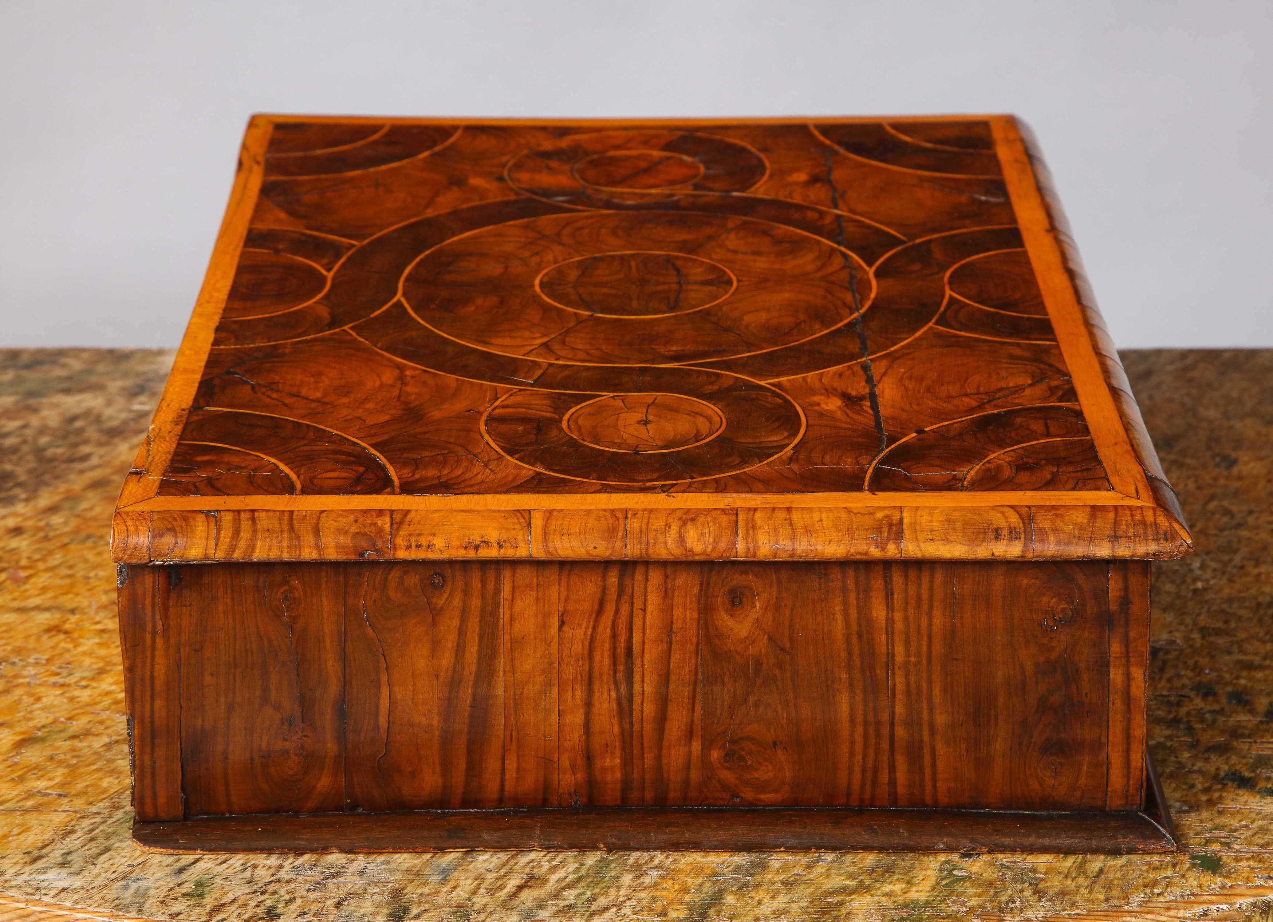 17th Century English Oyster Veneered Walnut Glove Box