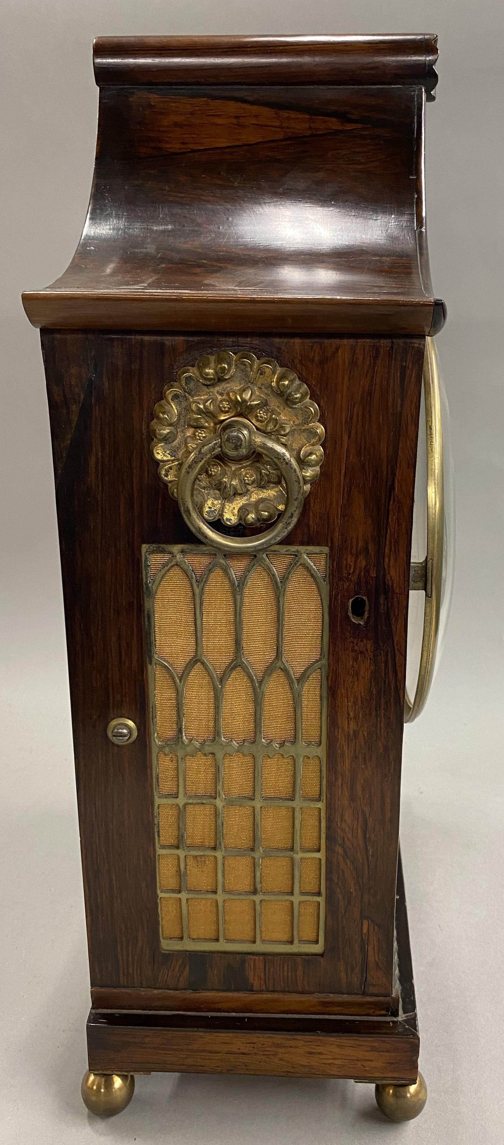 English Pagoda Top Rosewood Bracket Clock by Walsh, Newbury  c 1825 7