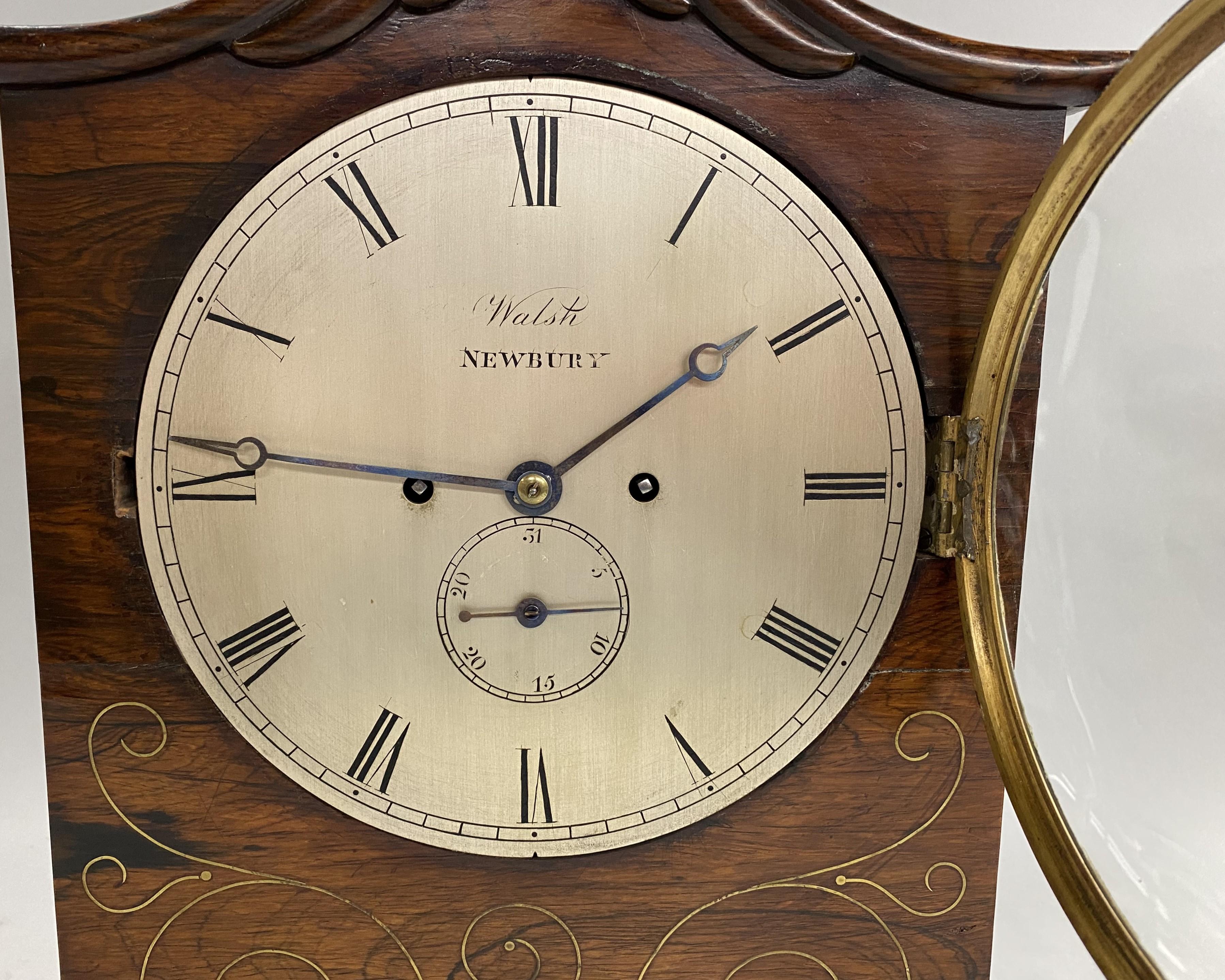 Early 19th Century English Pagoda Top Rosewood Bracket Clock by Walsh, Newbury  c 1825