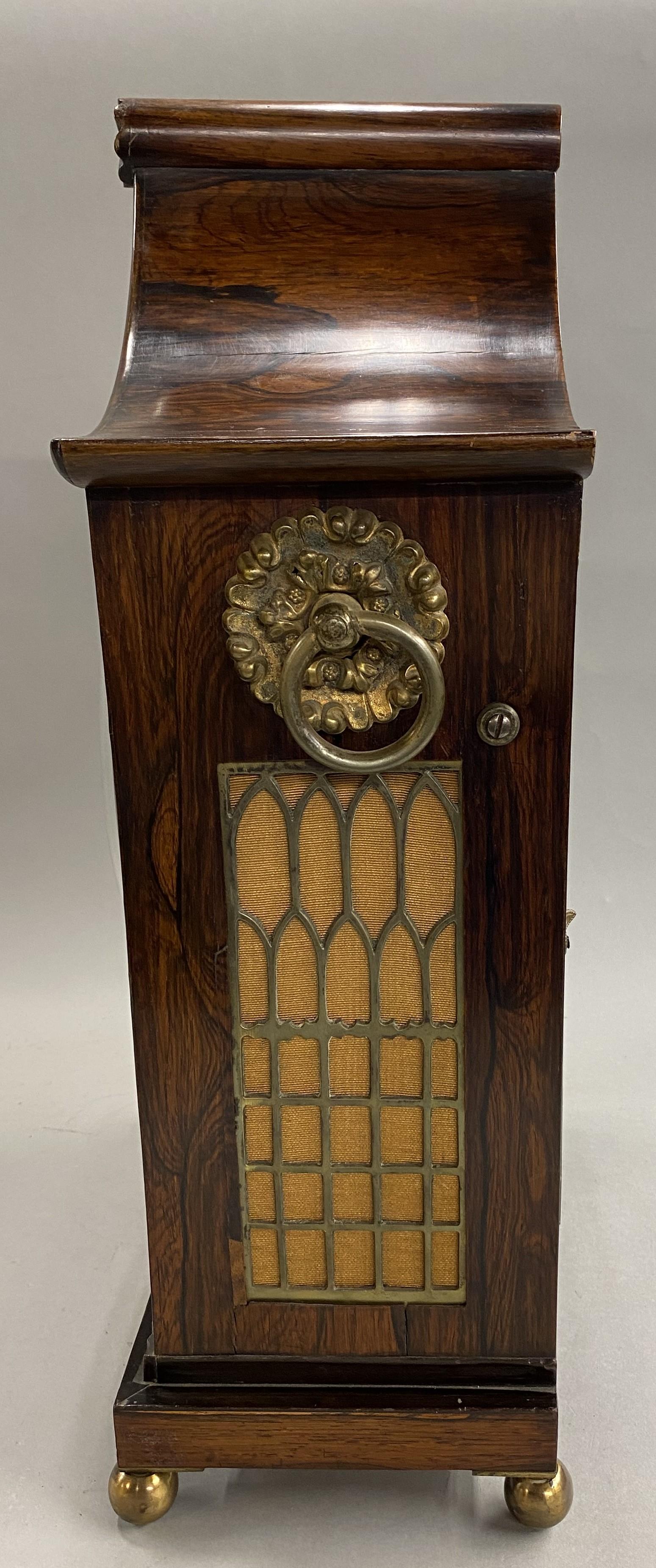 English Pagoda Top Rosewood Bracket Clock by Walsh, Newbury  c 1825 3
