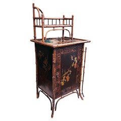 Used English Painted  Bamboo Cabinet
