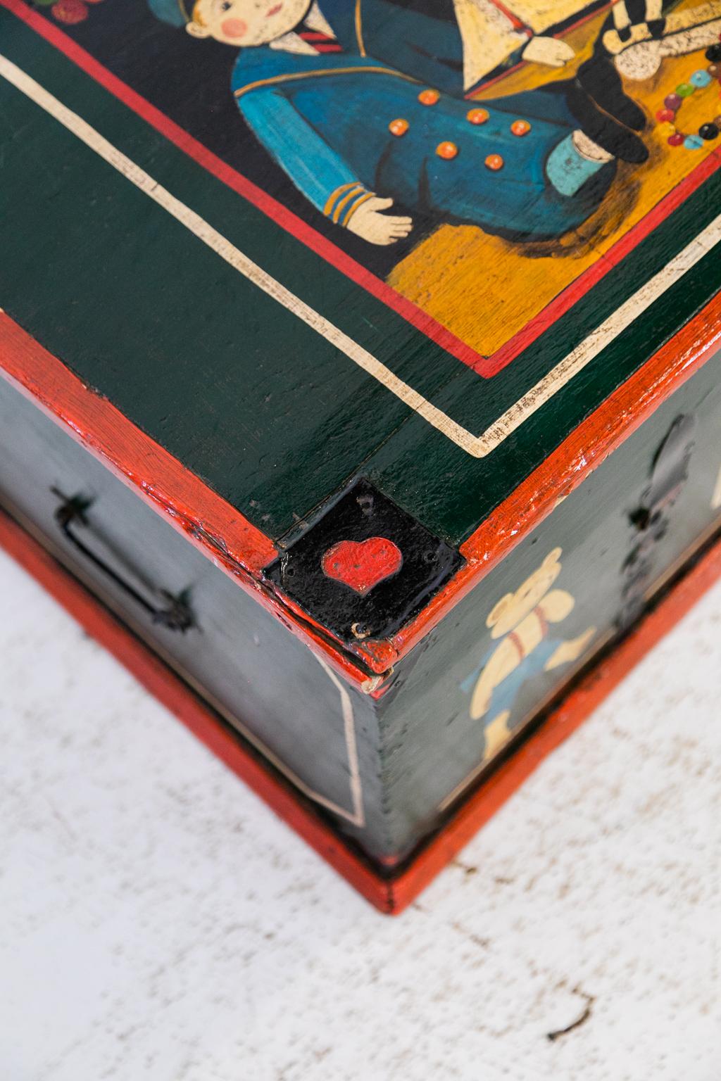 Mid-19th Century English Painted Blanket/Toy Chest 