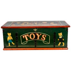 Antique English Painted Blanket/Toy Chest