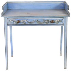 English Painted Blue Side Table