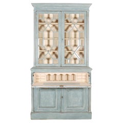 English Painted Bookcase Secretaire