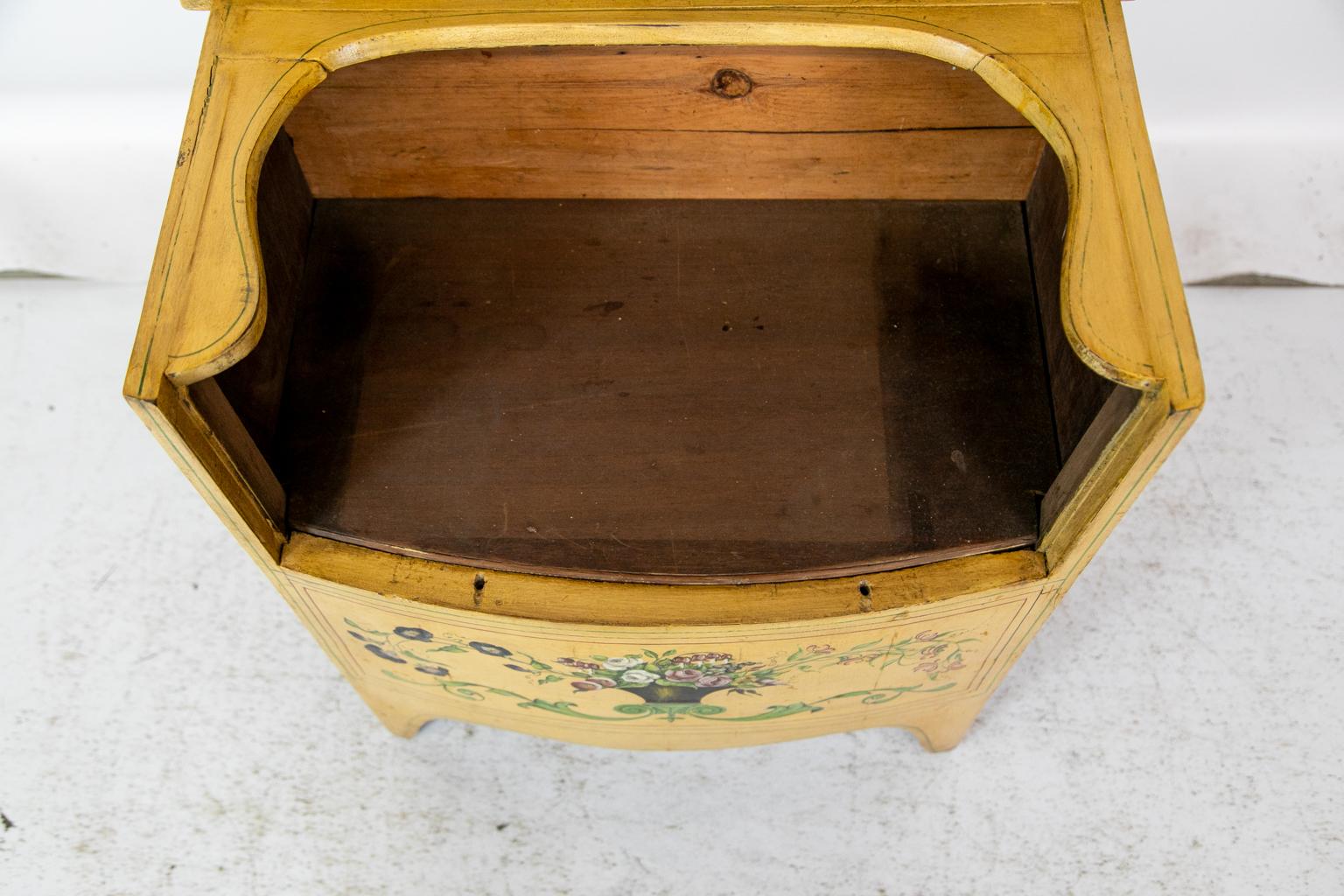 Brass English Painted Bow Front Commode