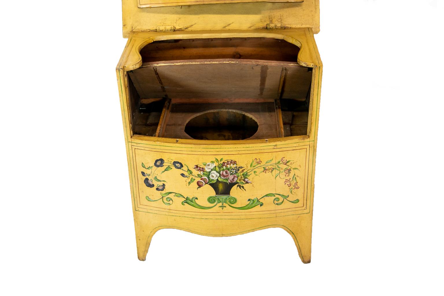 English Painted Bow Front Commode For Sale 1