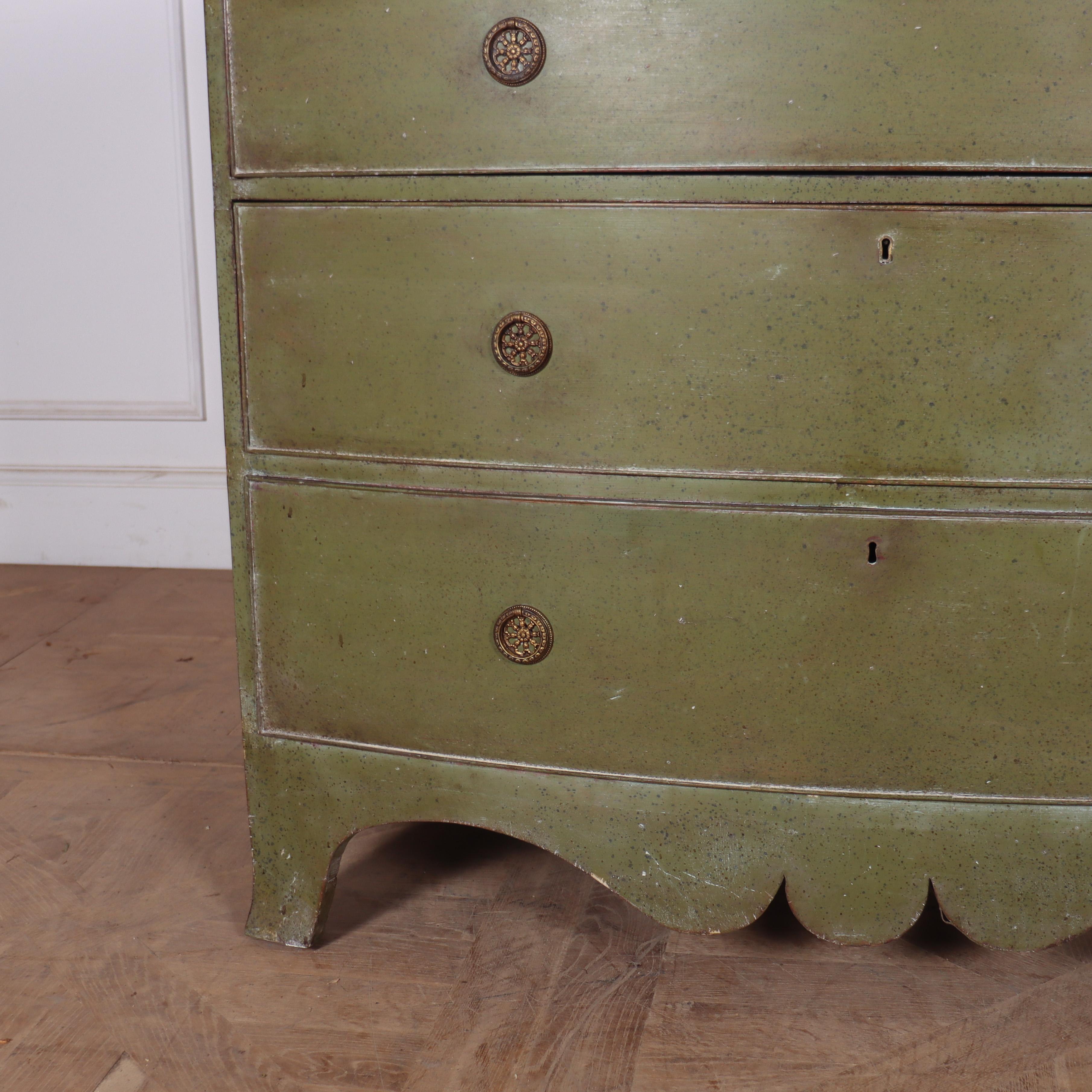 Early Victorian English Painted Bowfront Chest of Drawers For Sale