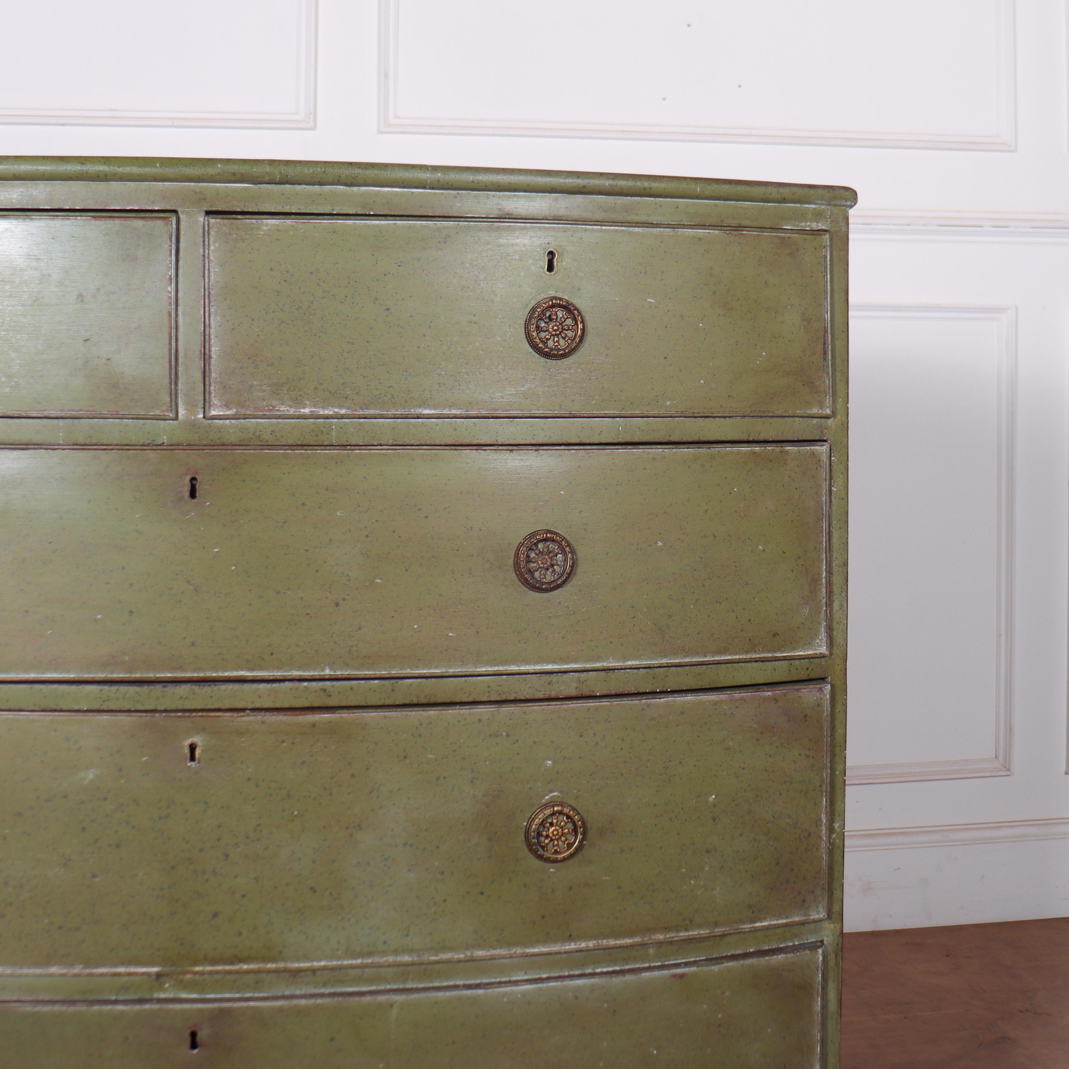 19th Century English Painted Bowfront Chest of Drawers For Sale