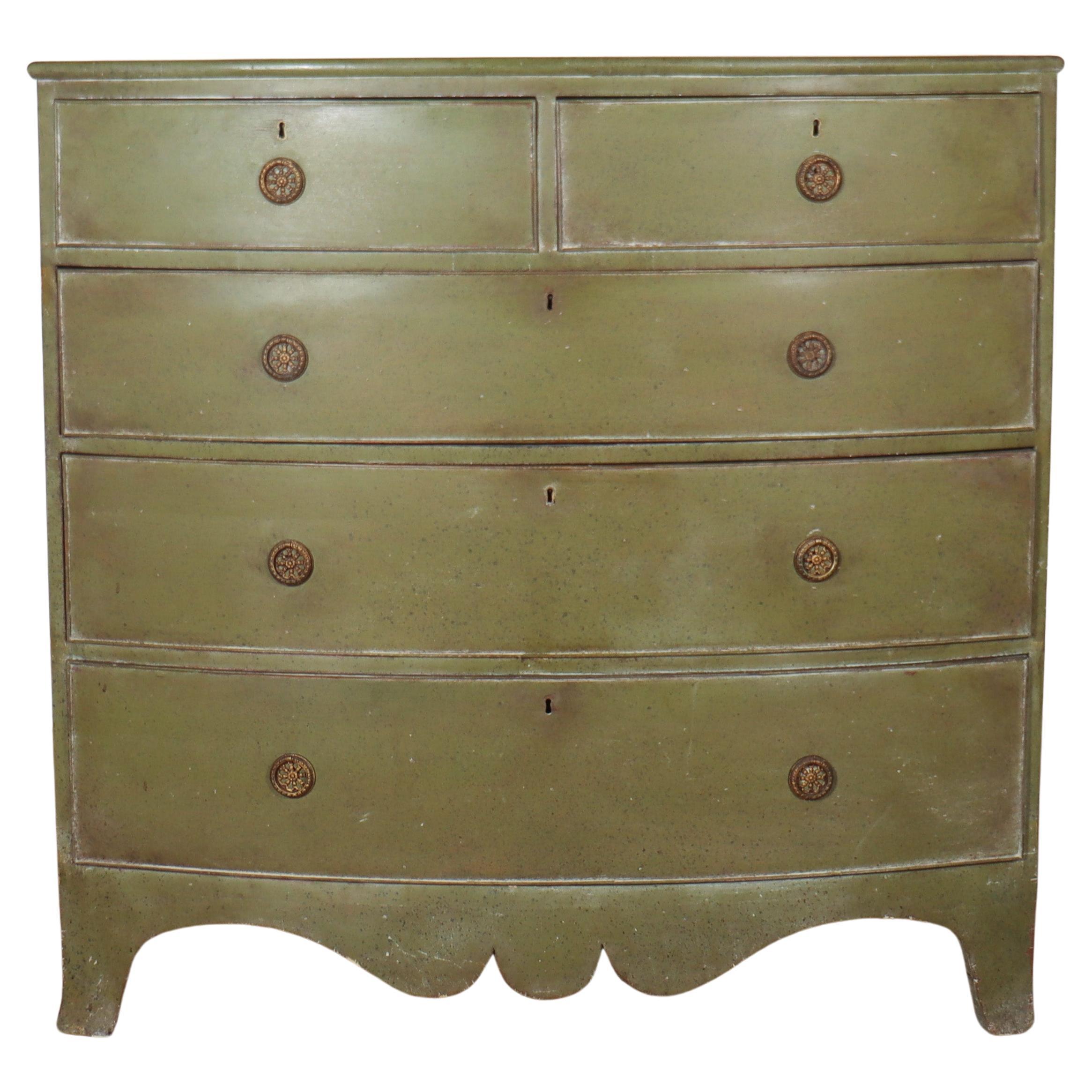 English Painted Bowfront Chest of Drawers For Sale