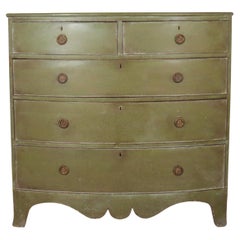 Antique English Painted Bowfront Chest of Drawers