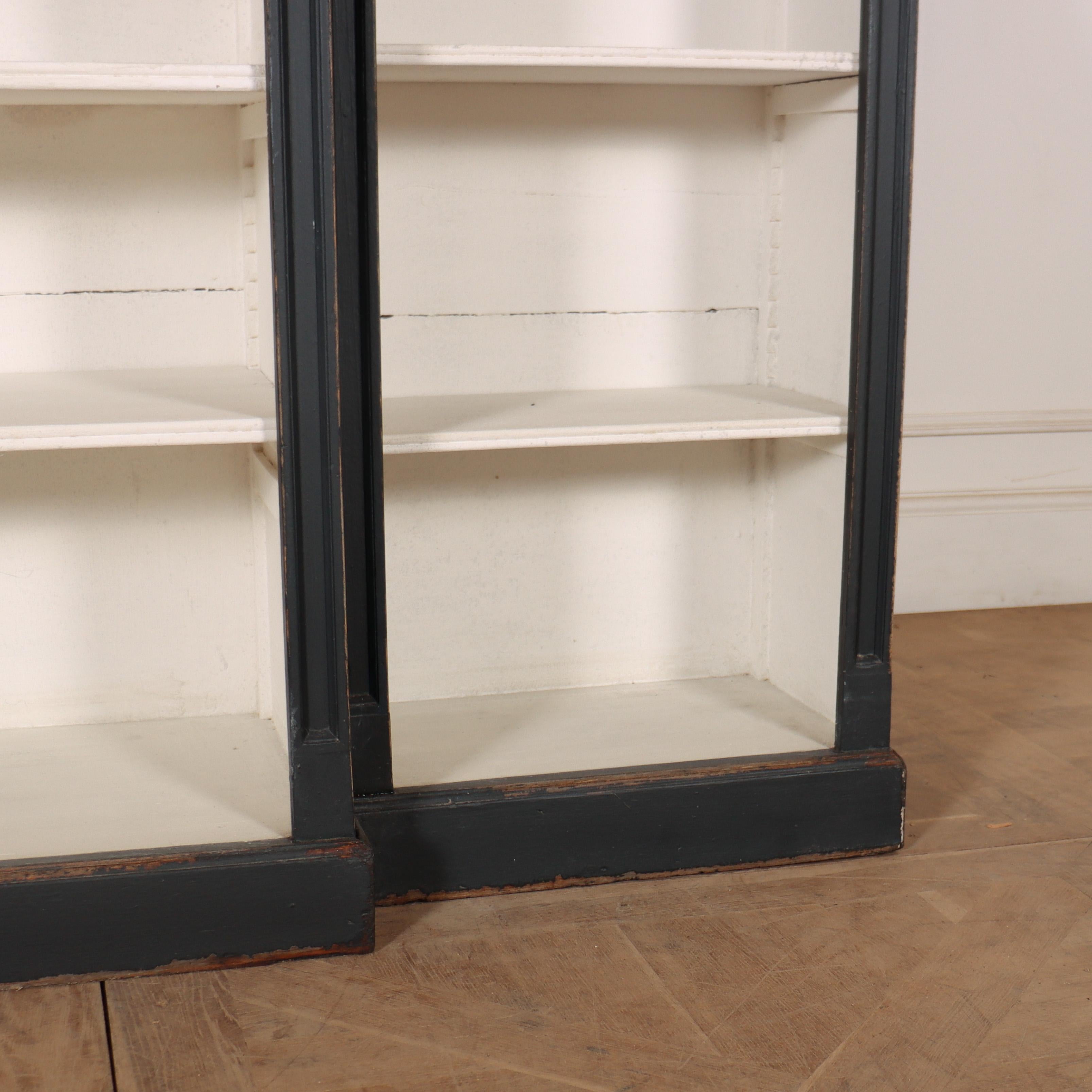 19th Century English Painted Breakfront Bookcase For Sale