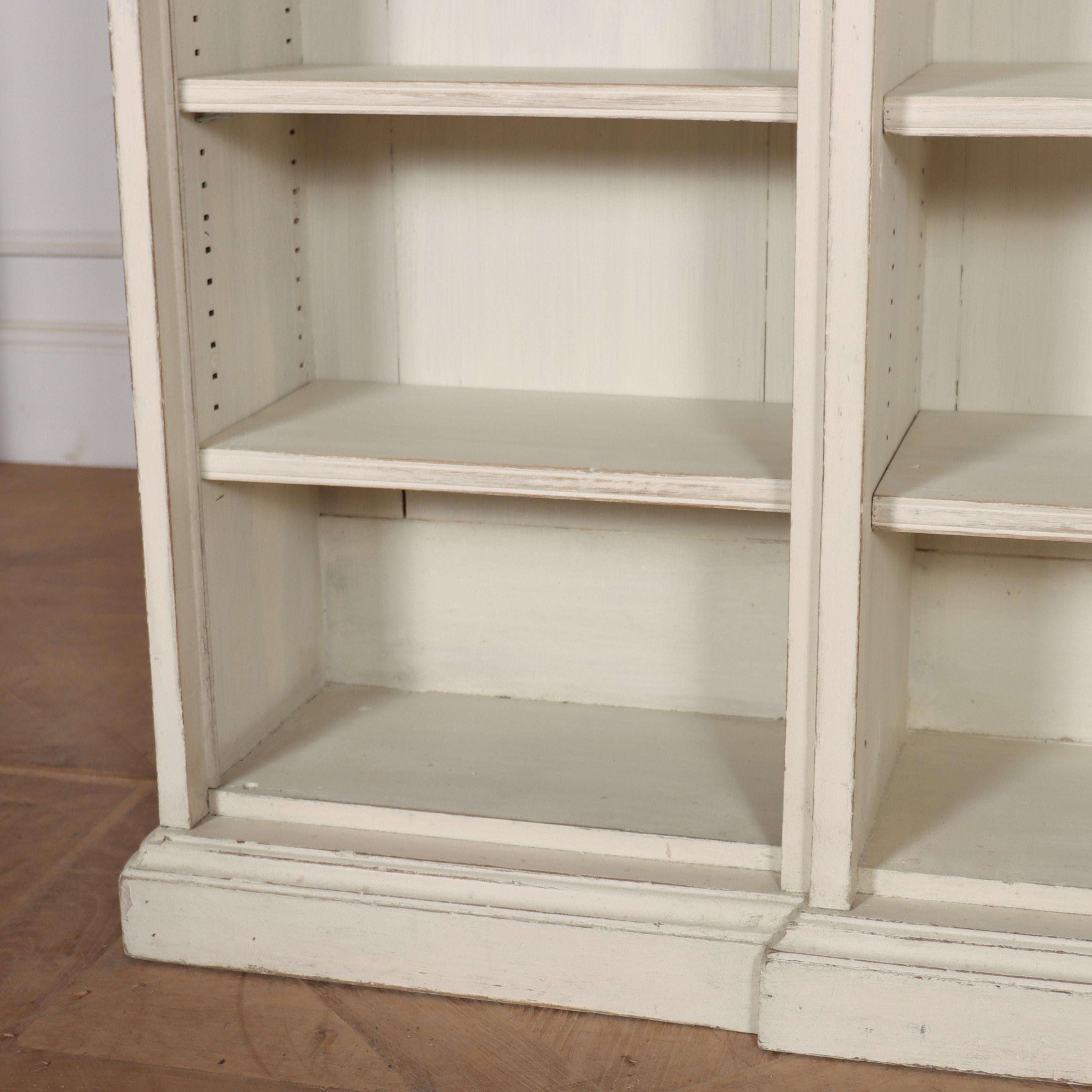 19th Century English Painted Breakfront Bookcase For Sale