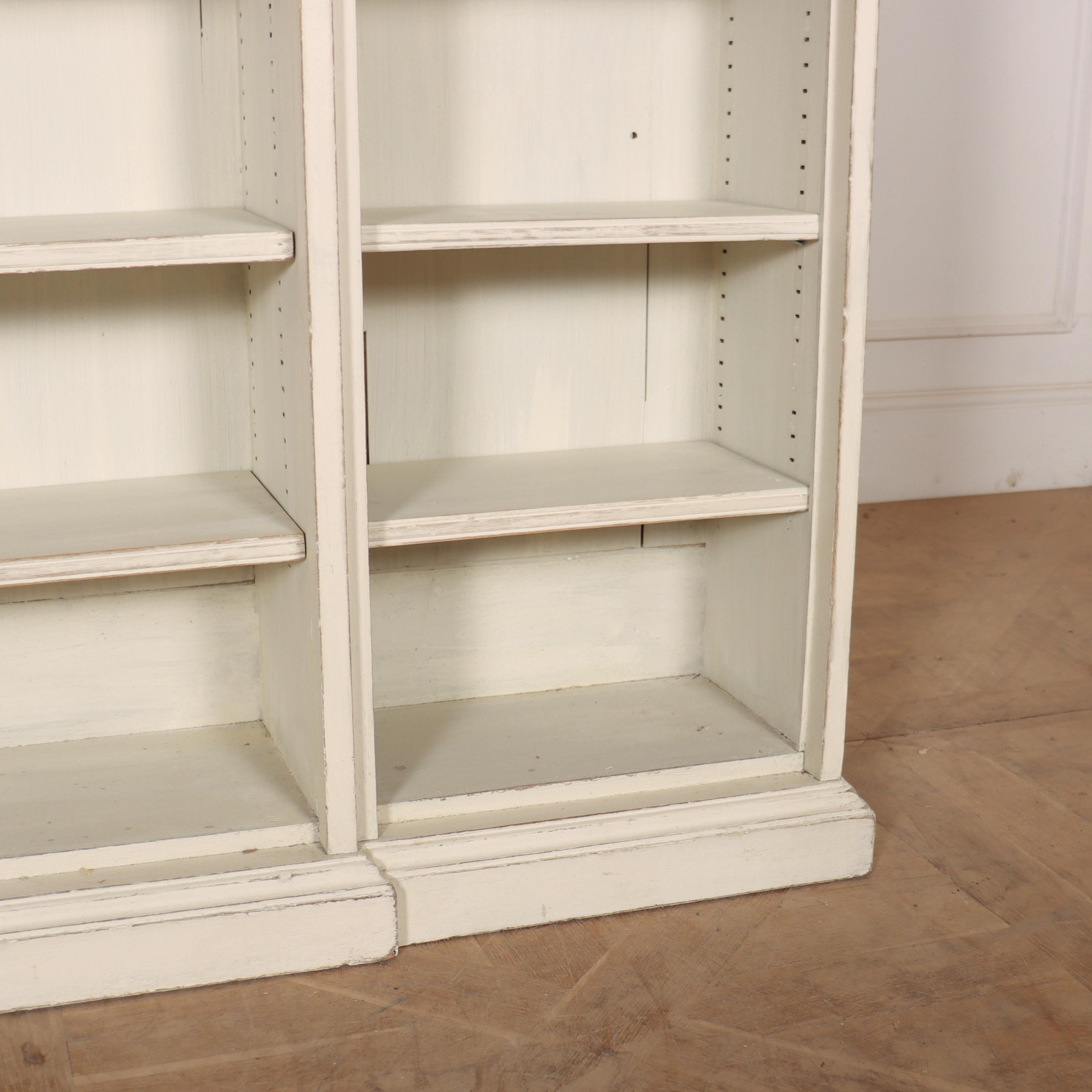 Oak English Painted Breakfront Bookcase For Sale