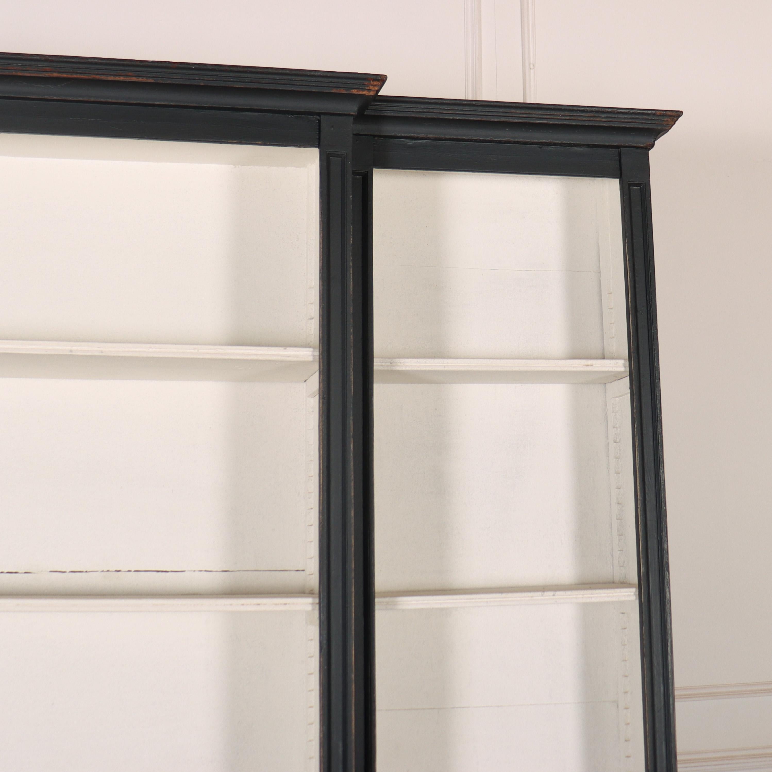 English Painted Breakfront Bookcase For Sale 1