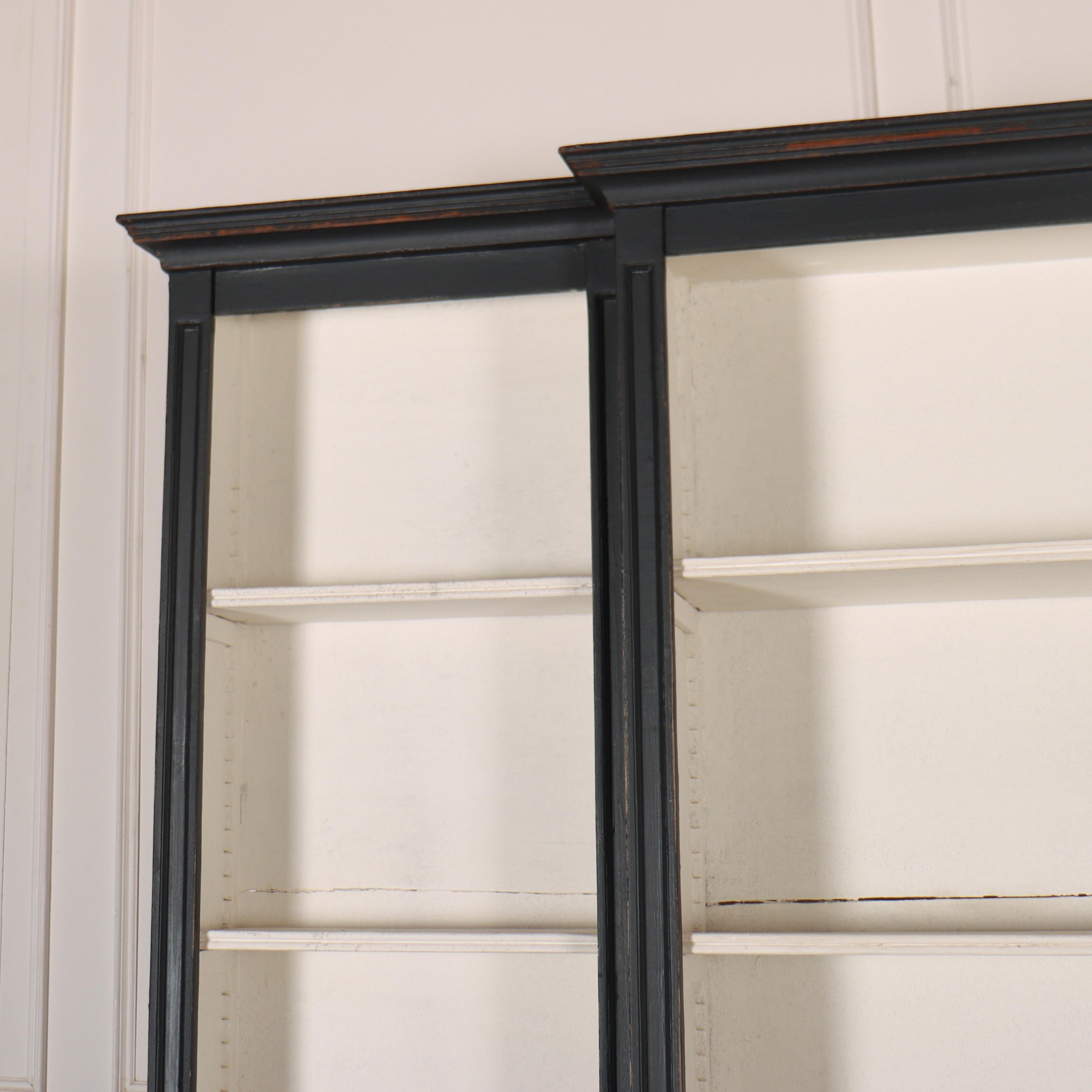 English Painted Breakfront Bookcase For Sale 2