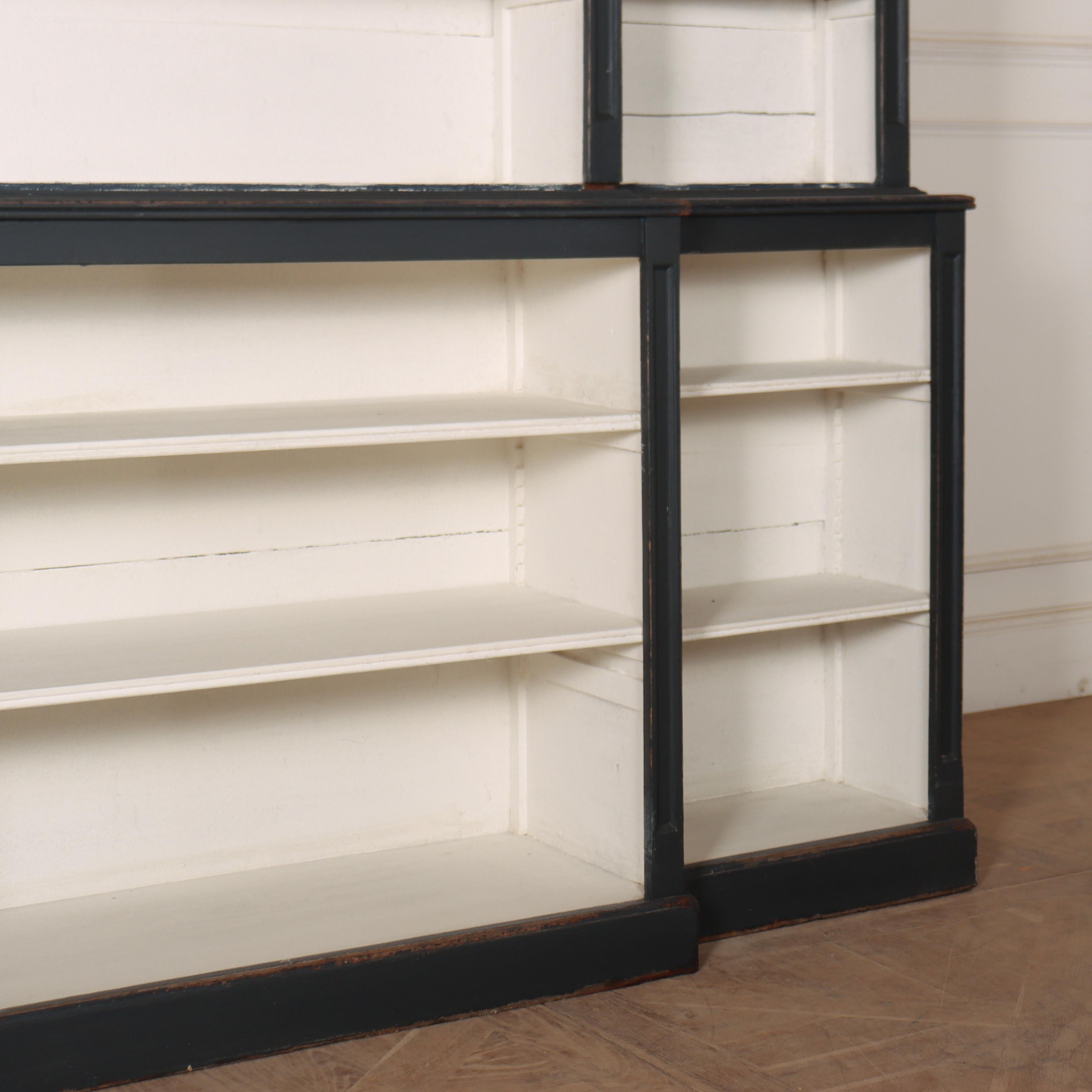 English Painted Breakfront Bookcase For Sale 4