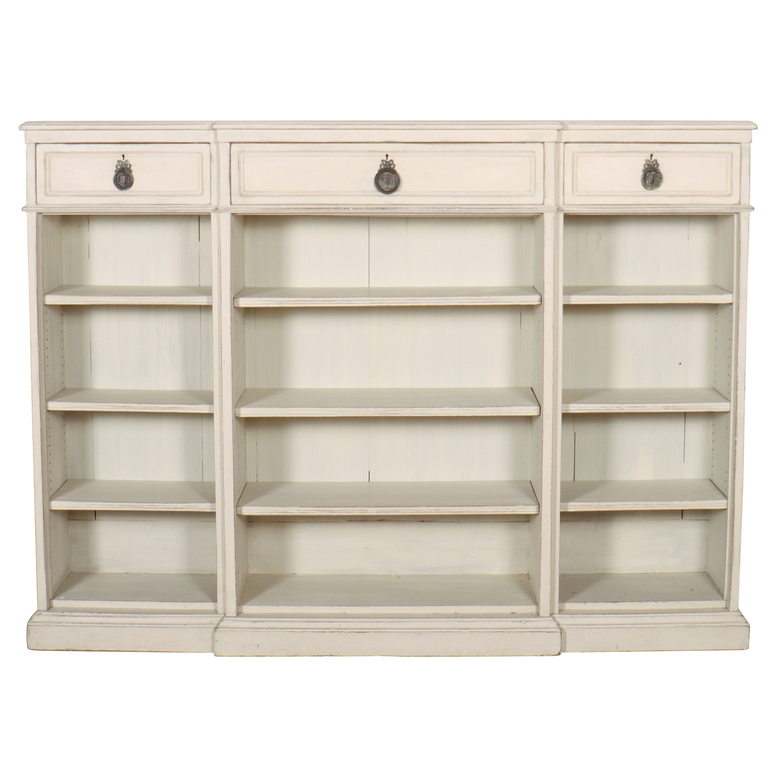 English Painted Breakfront Bookcase