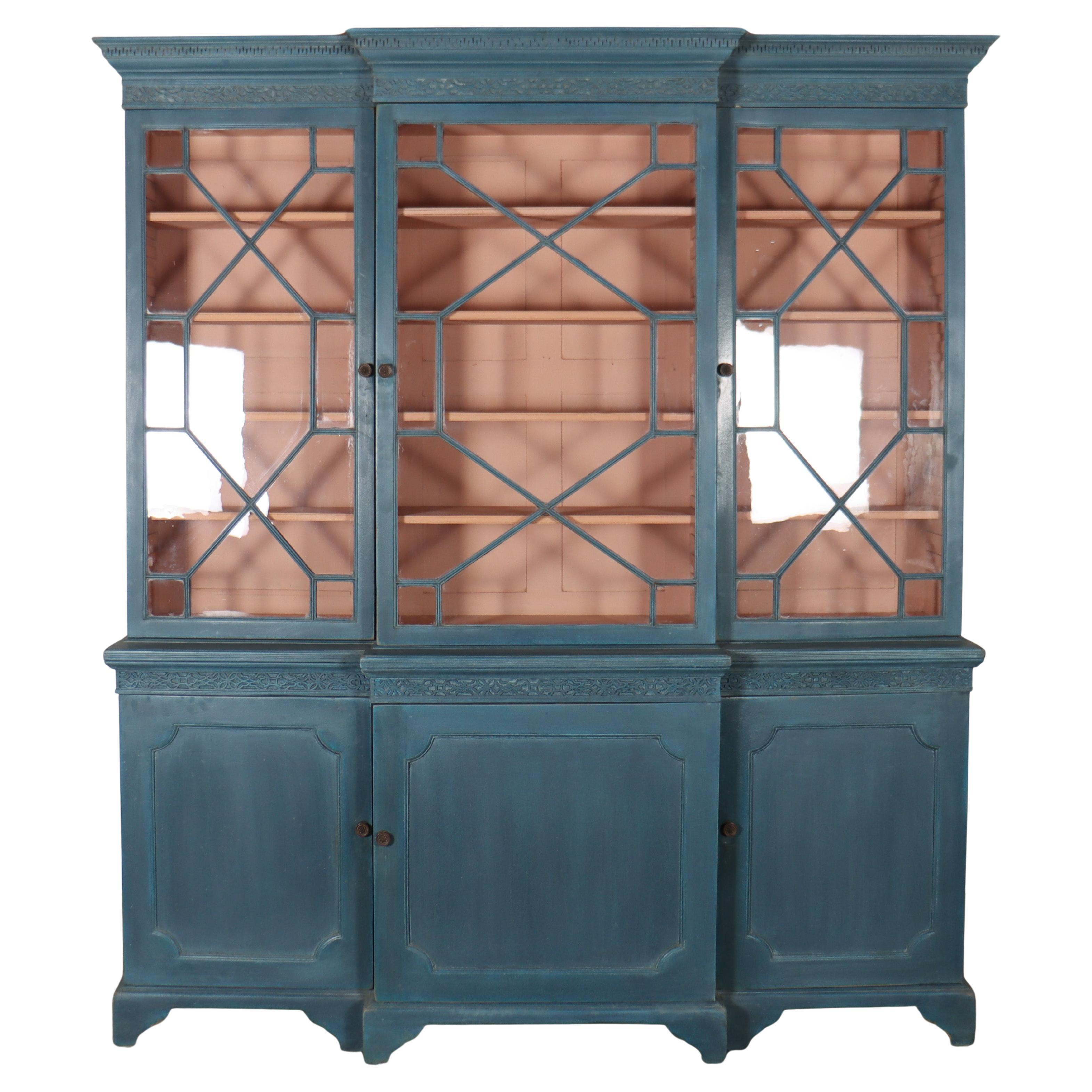 English Painted Breakfront Bookcase