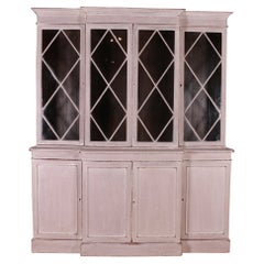 English Painted Breakfront Library Bookcase