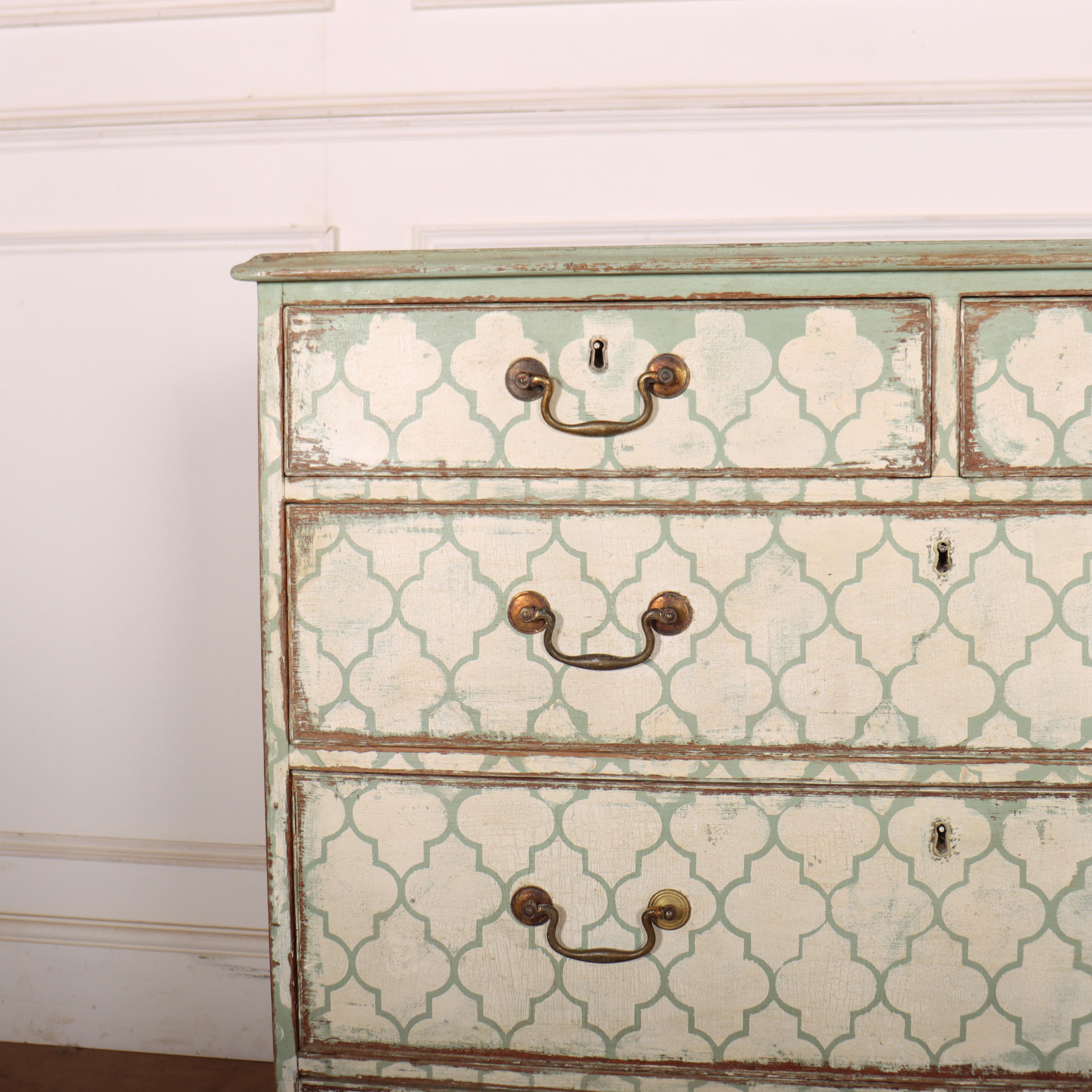 18th Century English painted and decorated oak chest of drawers. 1790. 

Code: 9116

Dimensions:
W: 37.5