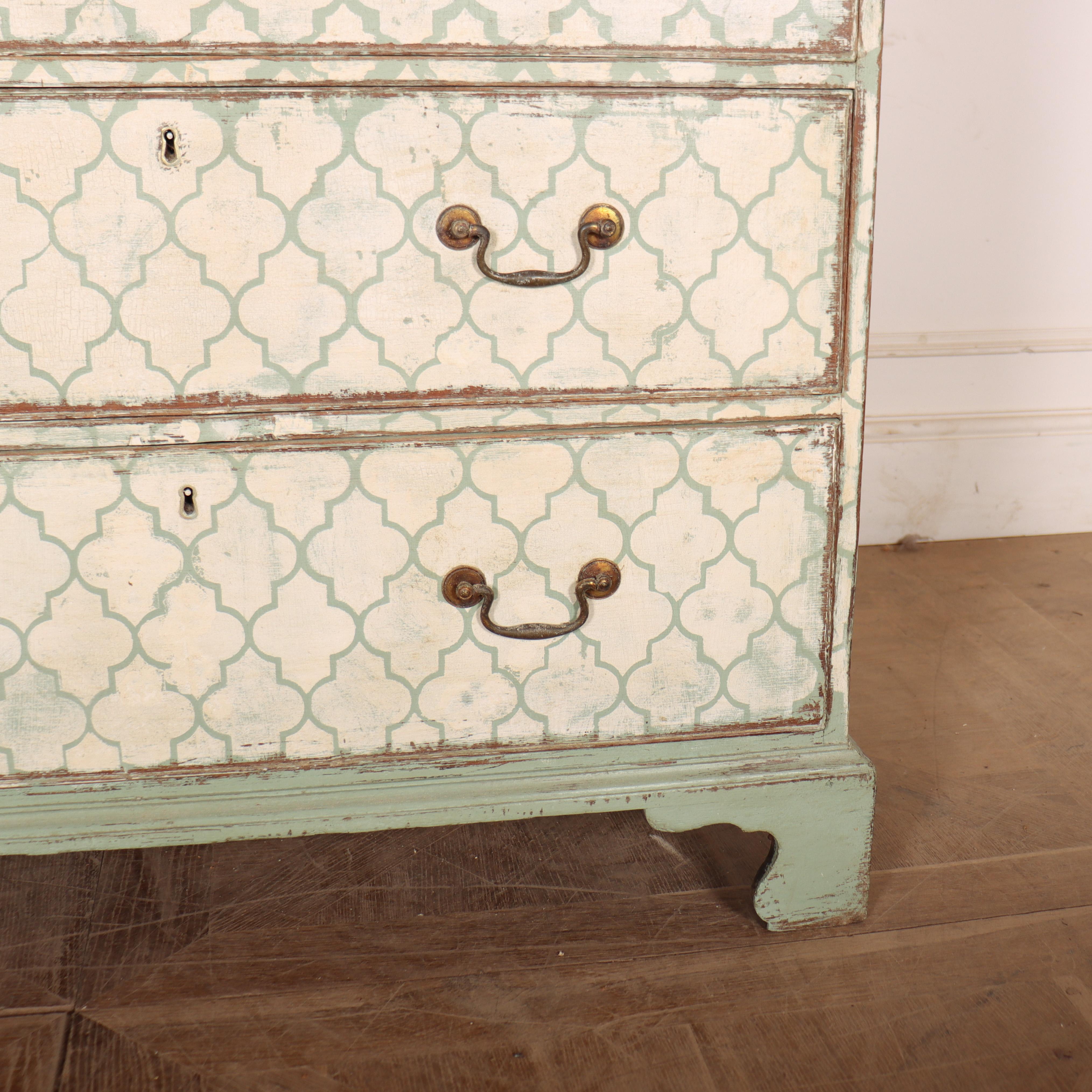 Hand-Painted English Painted Chest of Drawers For Sale