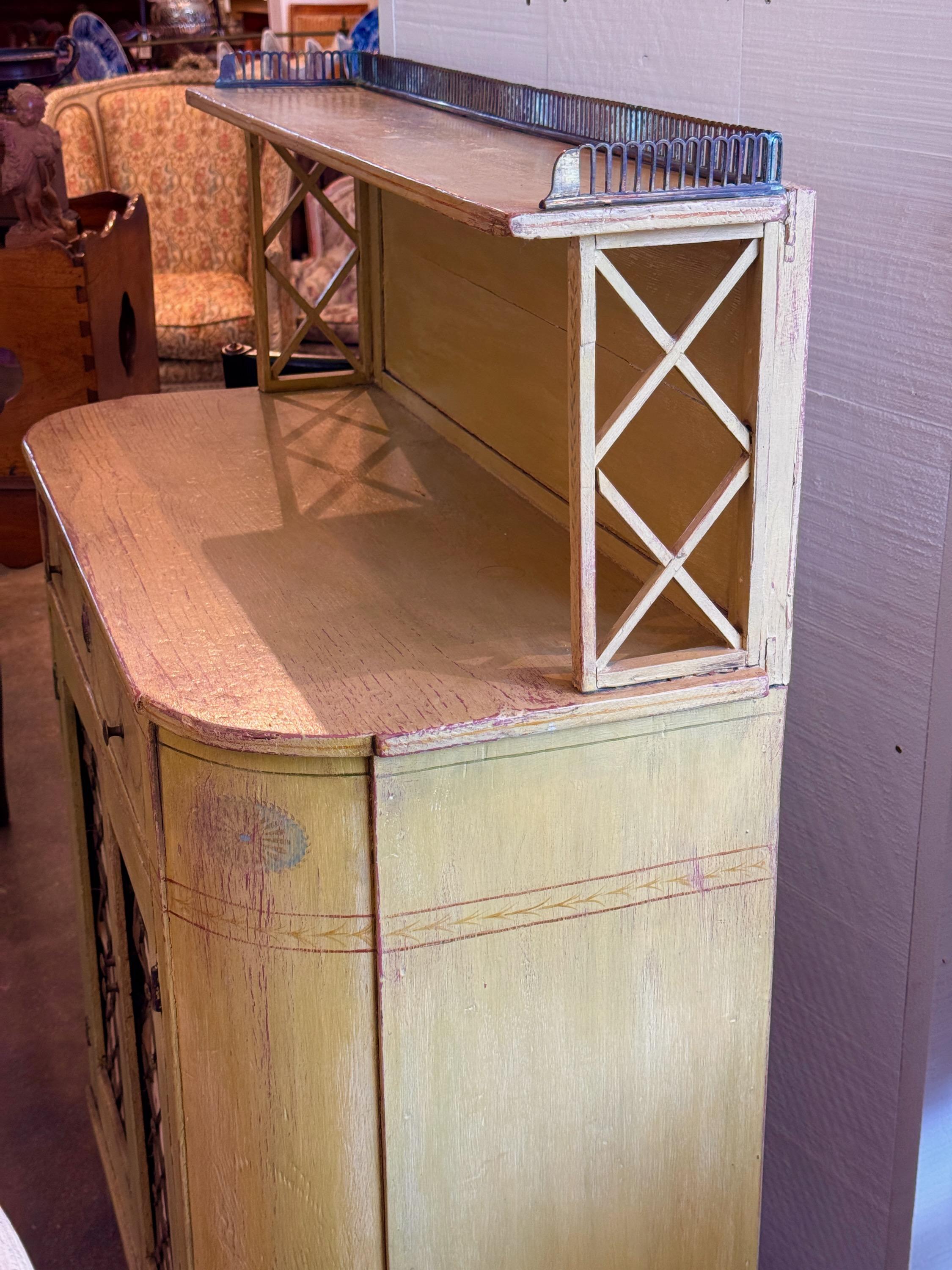 English Painted Chiffonier With Pierced Gallery For Sale 4