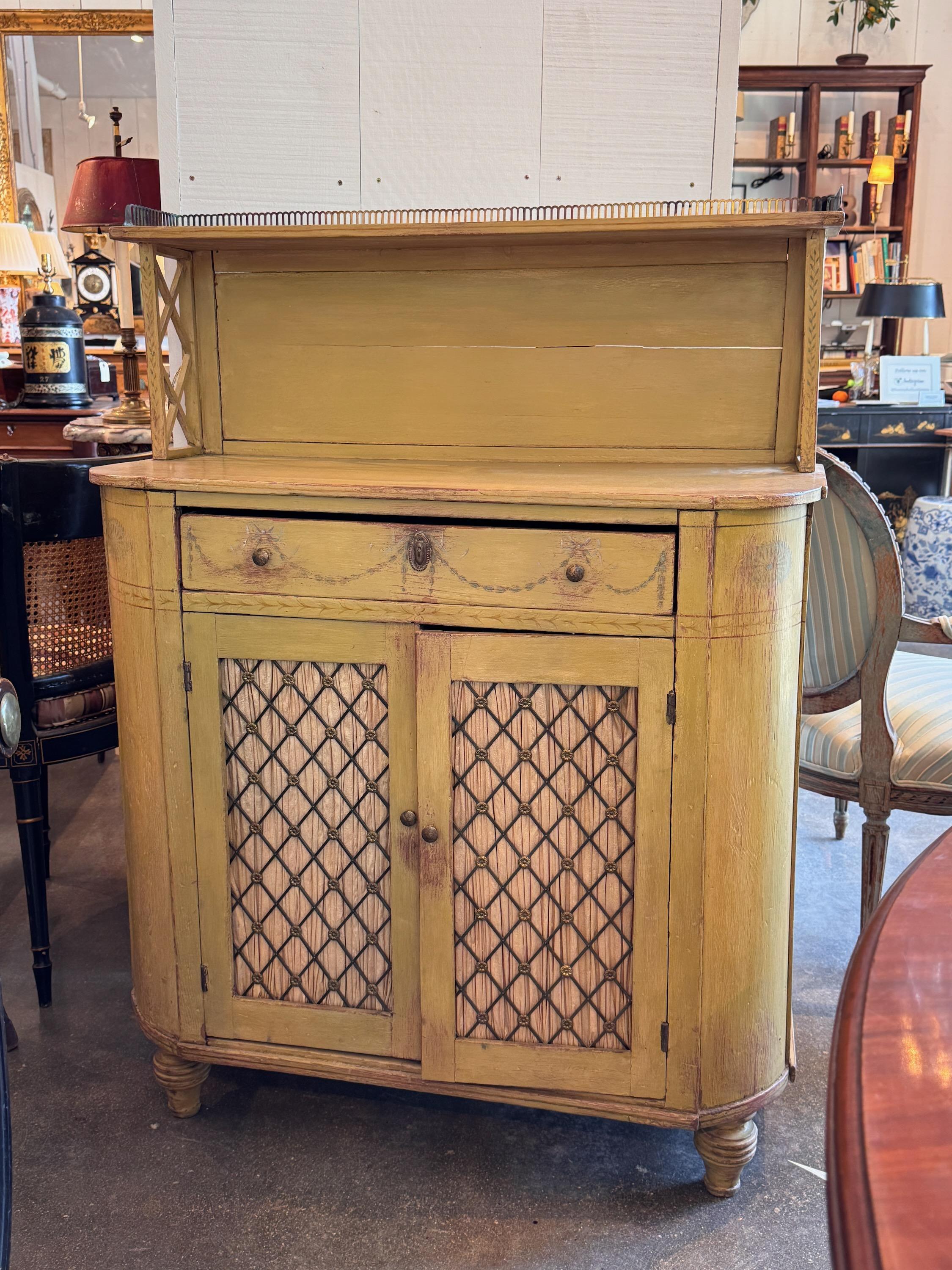 British English Painted Chiffonier With Pierced Gallery For Sale