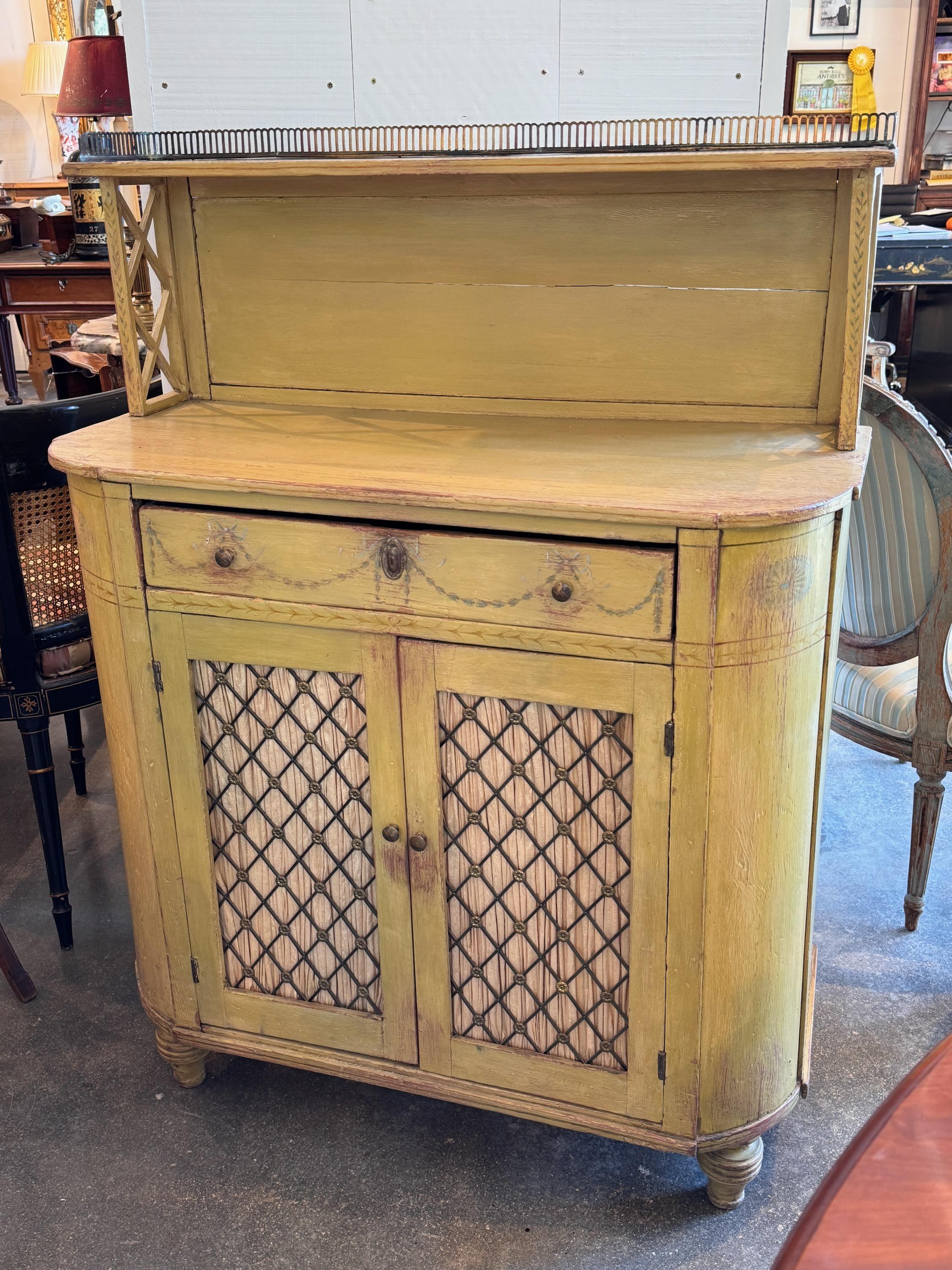 English Painted Chiffonier With Pierced Gallery In Good Condition For Sale In Charlottesville, VA