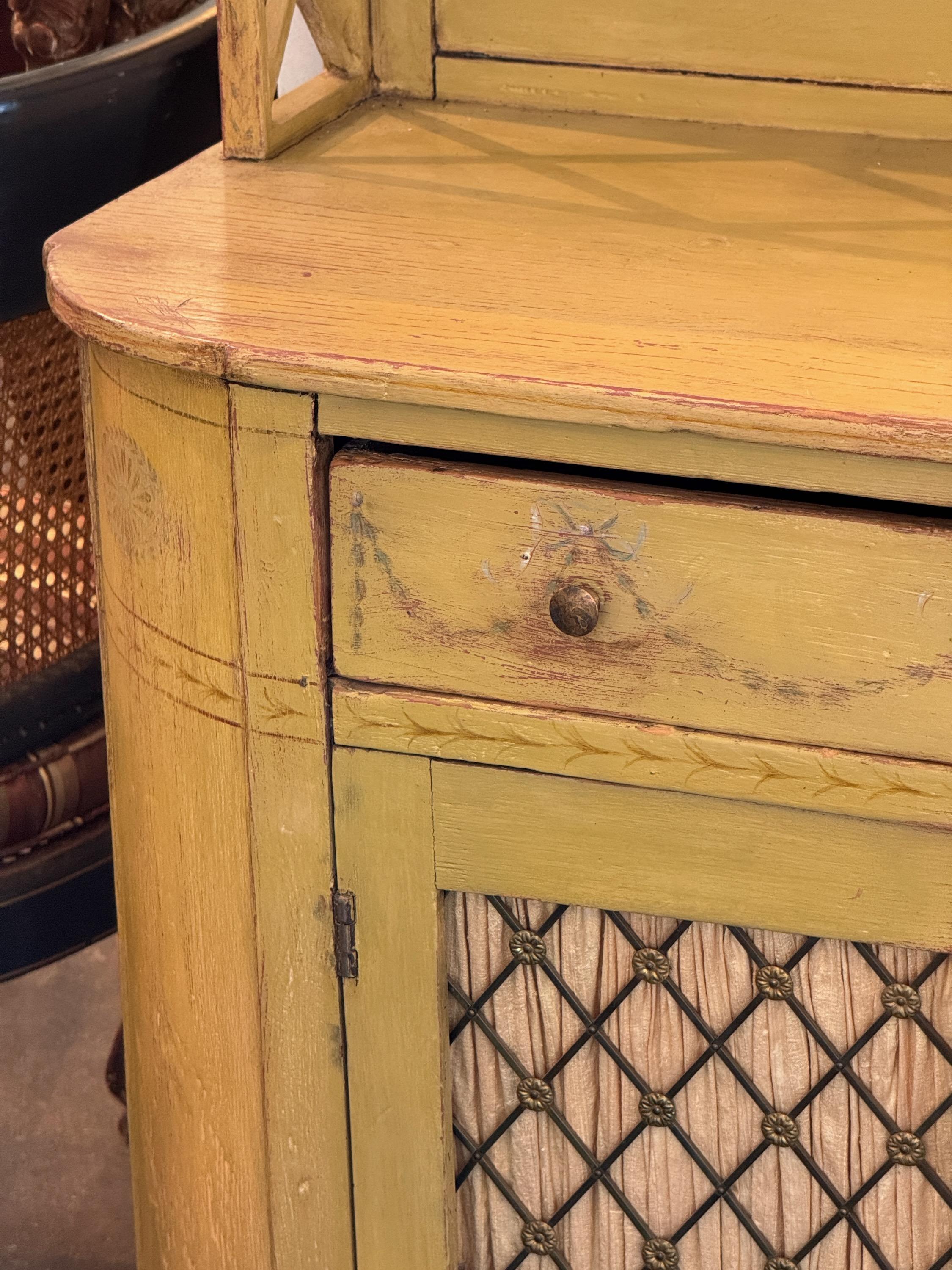 Metal English Painted Chiffonier With Pierced Gallery For Sale