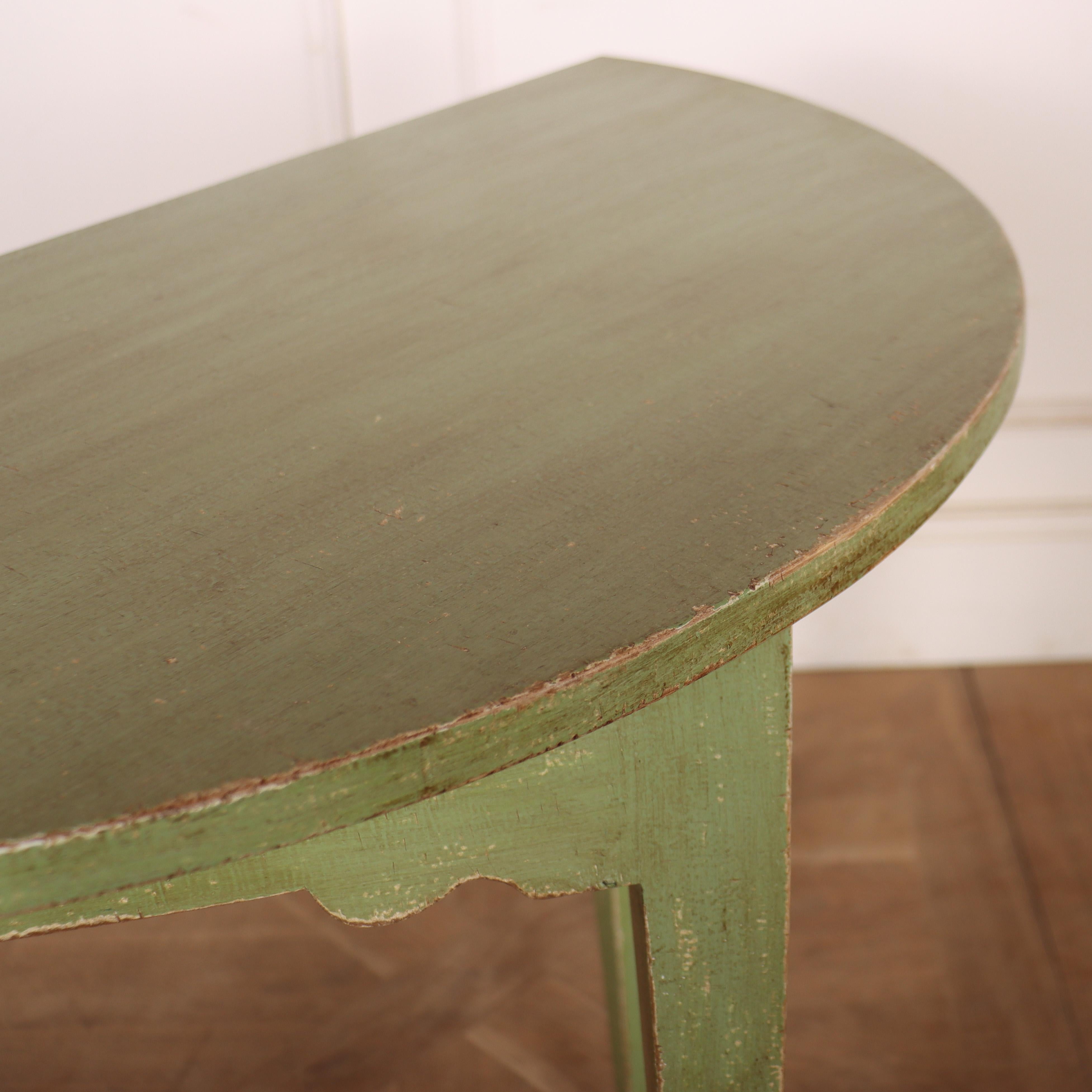 Pine English Painted Demi-lune Console Table For Sale