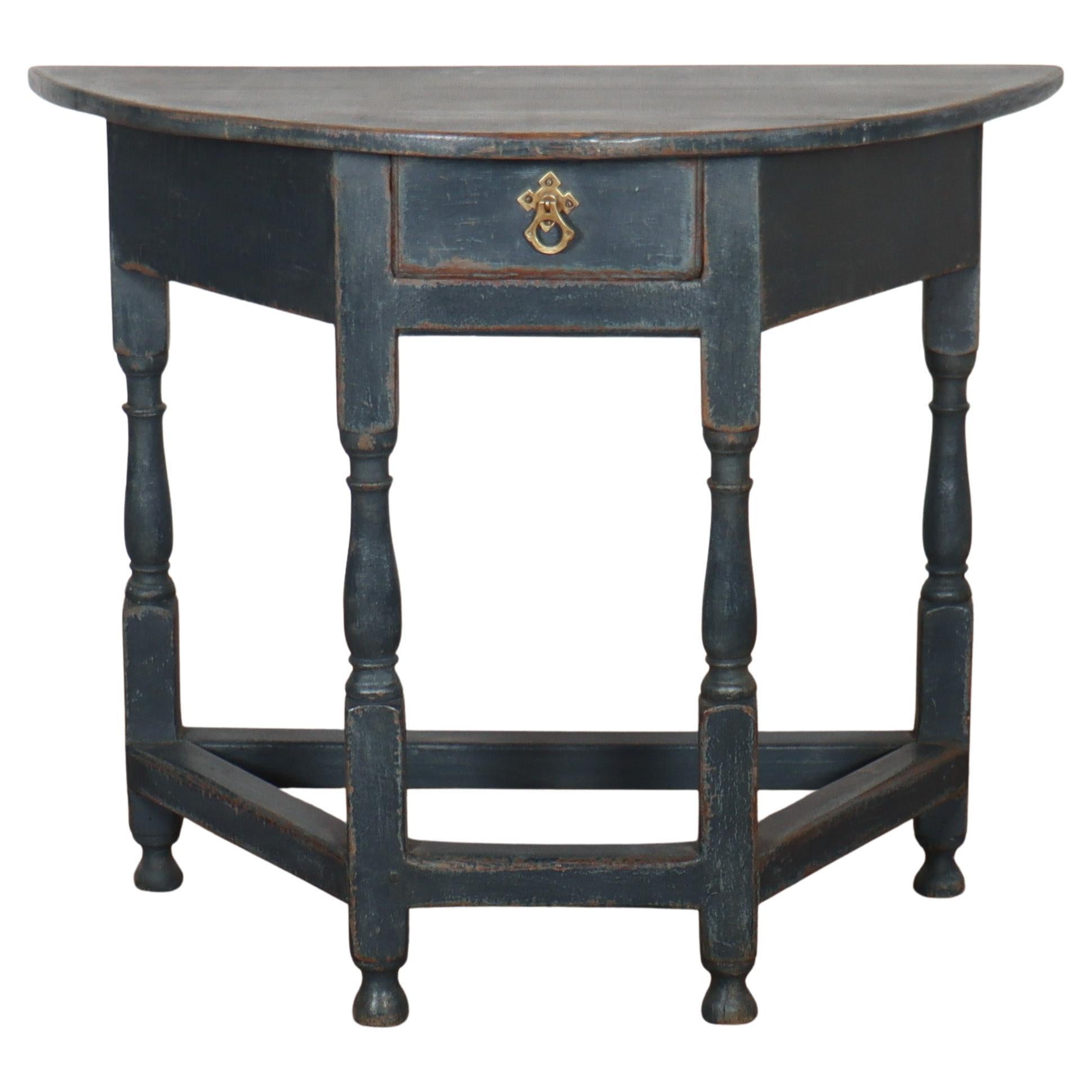 English Painted Demi-lune Console Table For Sale