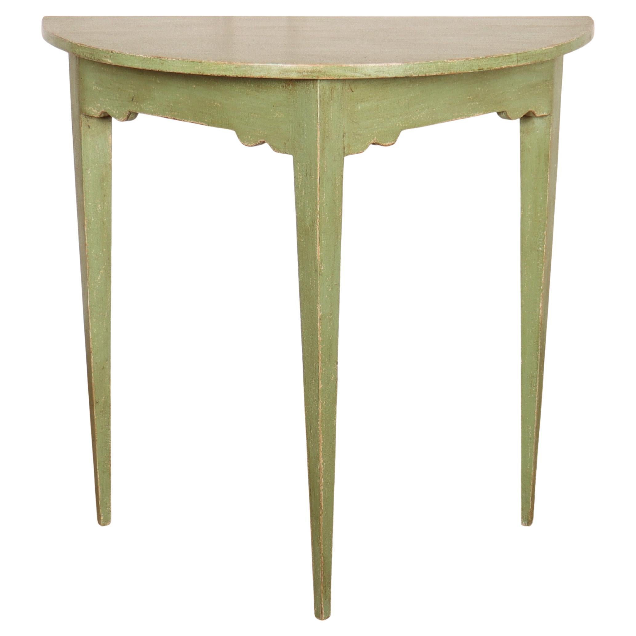 English Painted Demi-lune Console Table For Sale