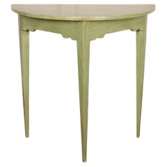 Antique English Painted Demi-lune Console Table