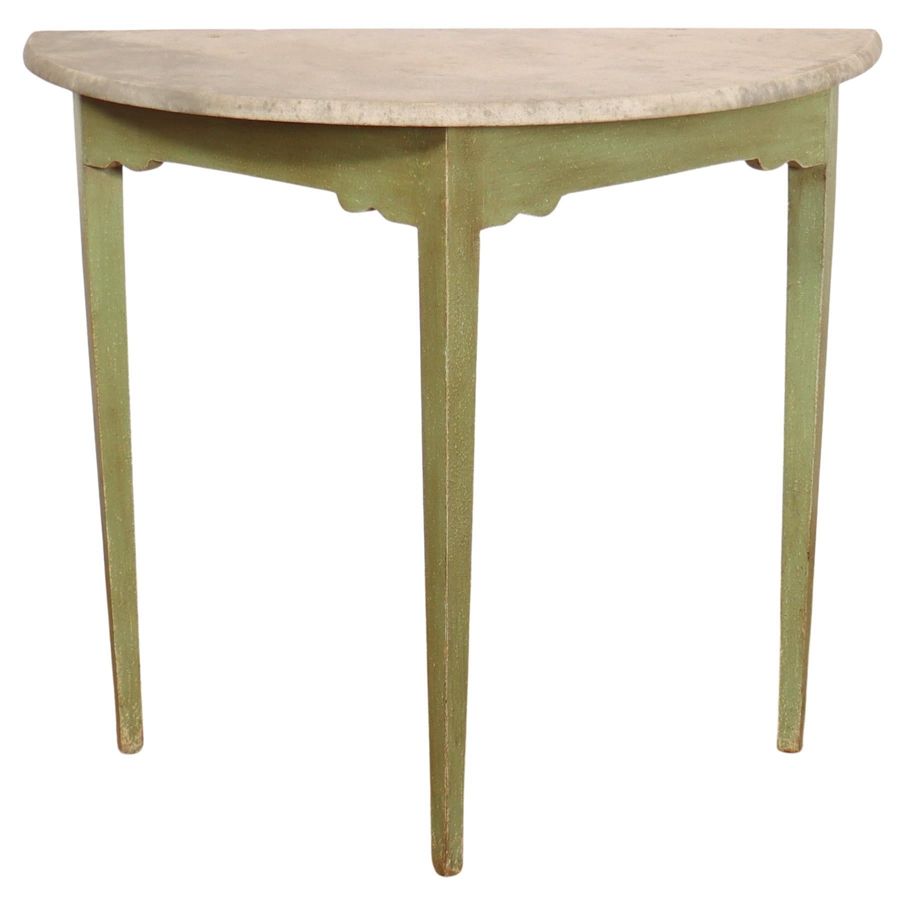English Painted Demi-lune Console Table