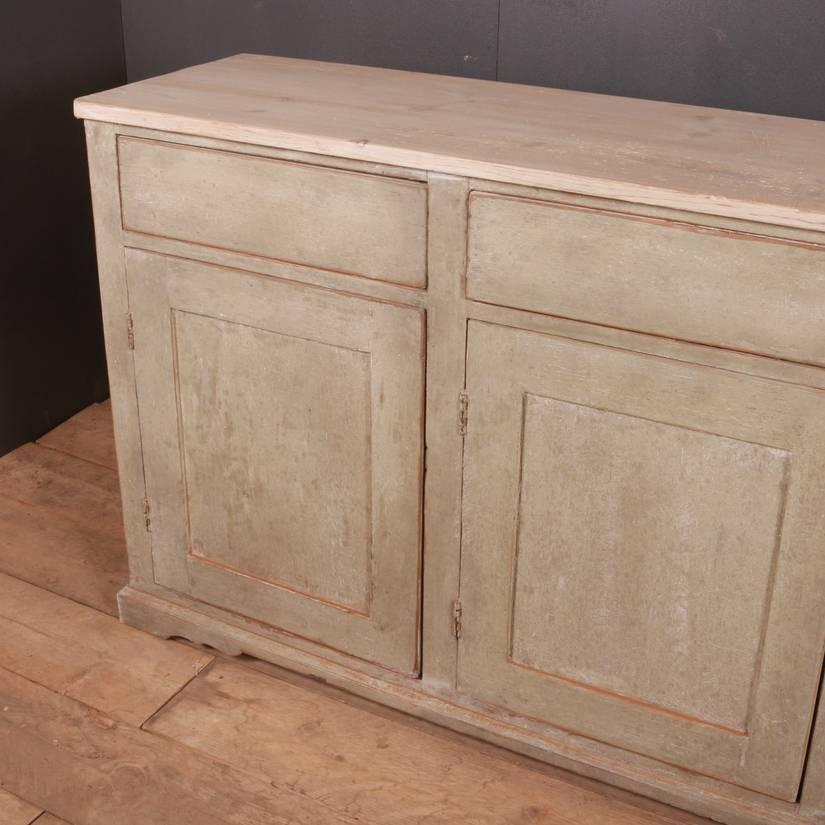 19th century painted English dresser base. Awaiting handles, 1860

Dimensions
76.5 inches (194 cms) wide
19.5 inches (50 cms) deep
39 inches (99 cms) high.

       