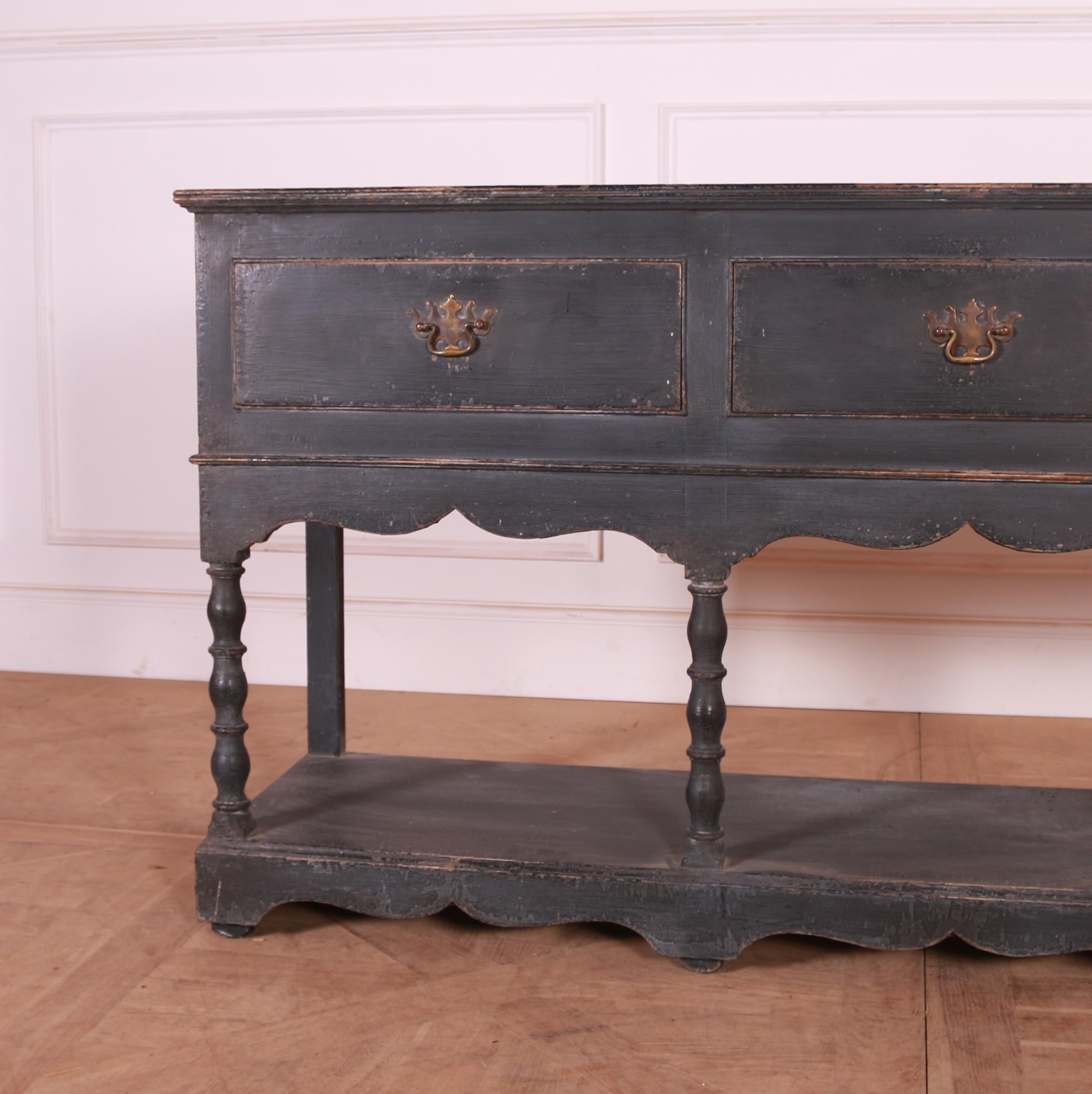 19th Century English painted oak three drawer dresser base. 1880.

Reference: 7747

Dimensions
67 inches (170 cms) wide
17.5 inches (44 cms) deep
33 inches (84 cms) high.

