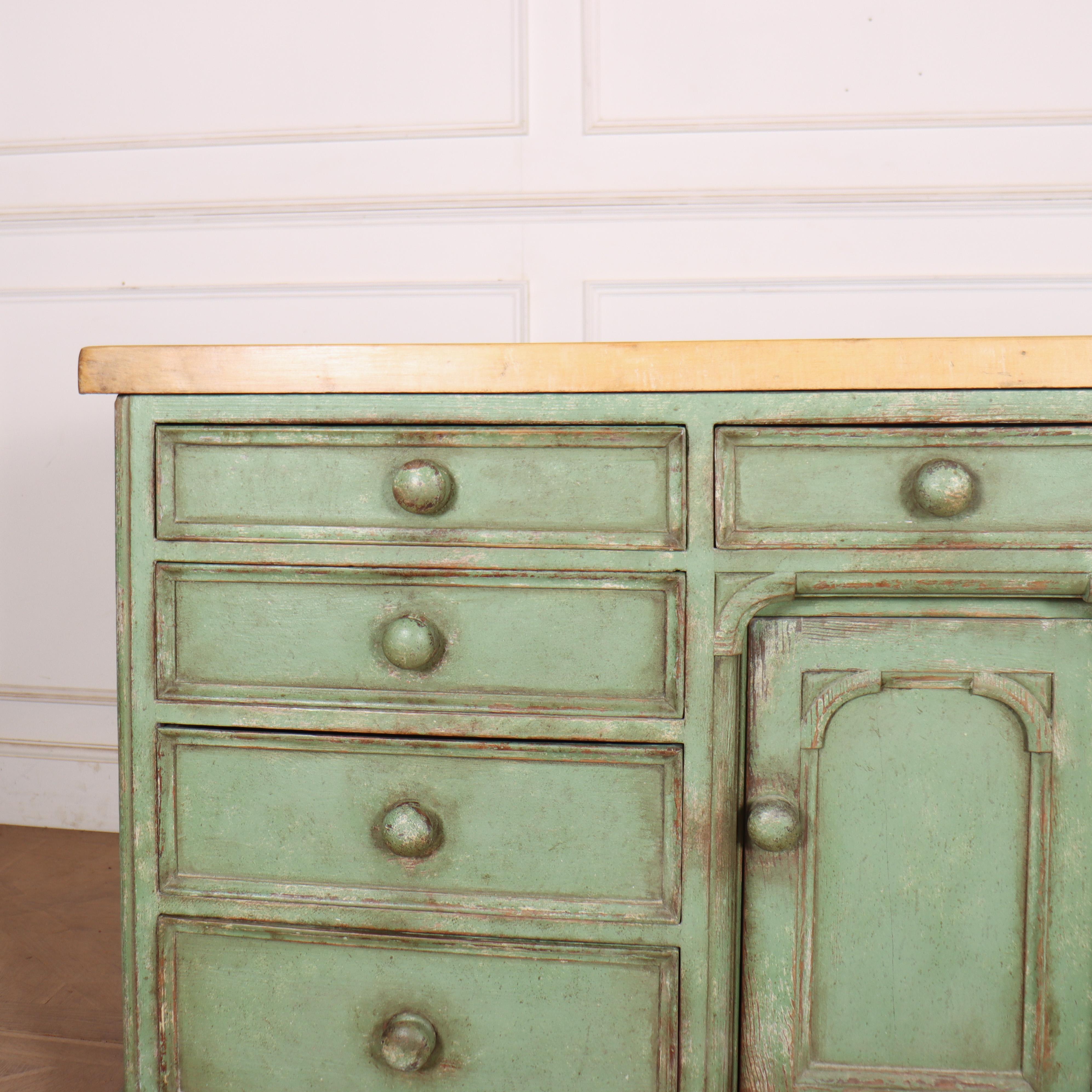 Small 19th century English painted pine dresser base with a wonderful mellow 2-inch sycamore top. 1840. 


Code: 8960

Dimensions:
W: 65
