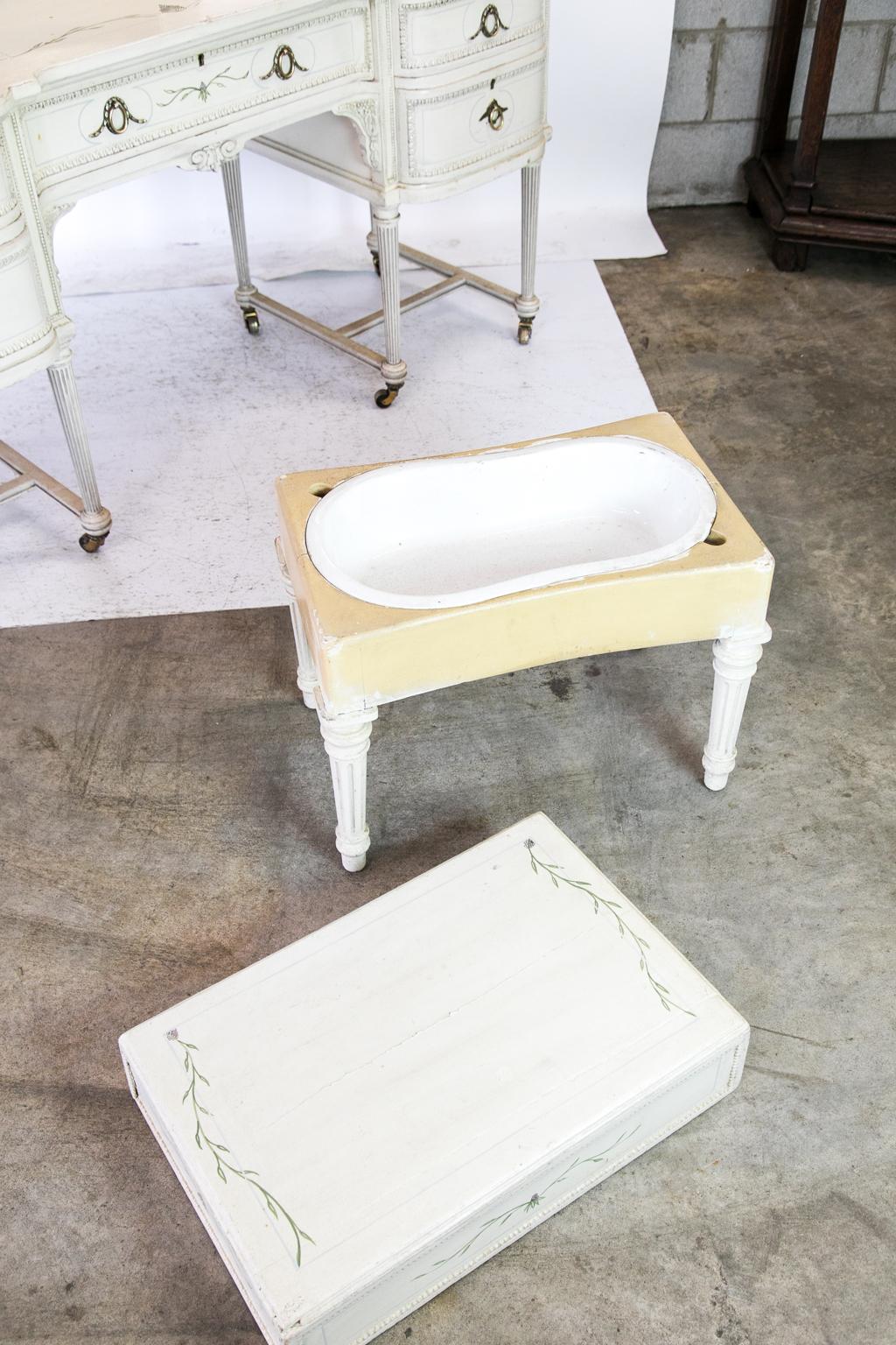 English Painted Dressing Table and Stool 5