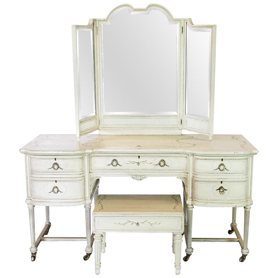 English Painted Dressing Table and Stool