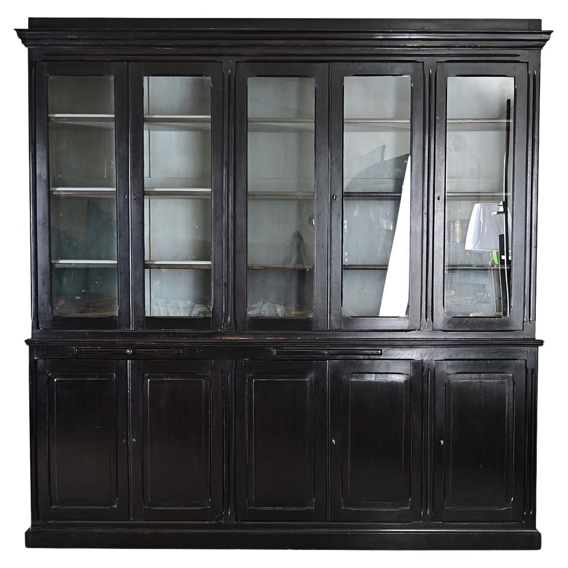 English Painted 
Ebonized Large Bookcase For Sale