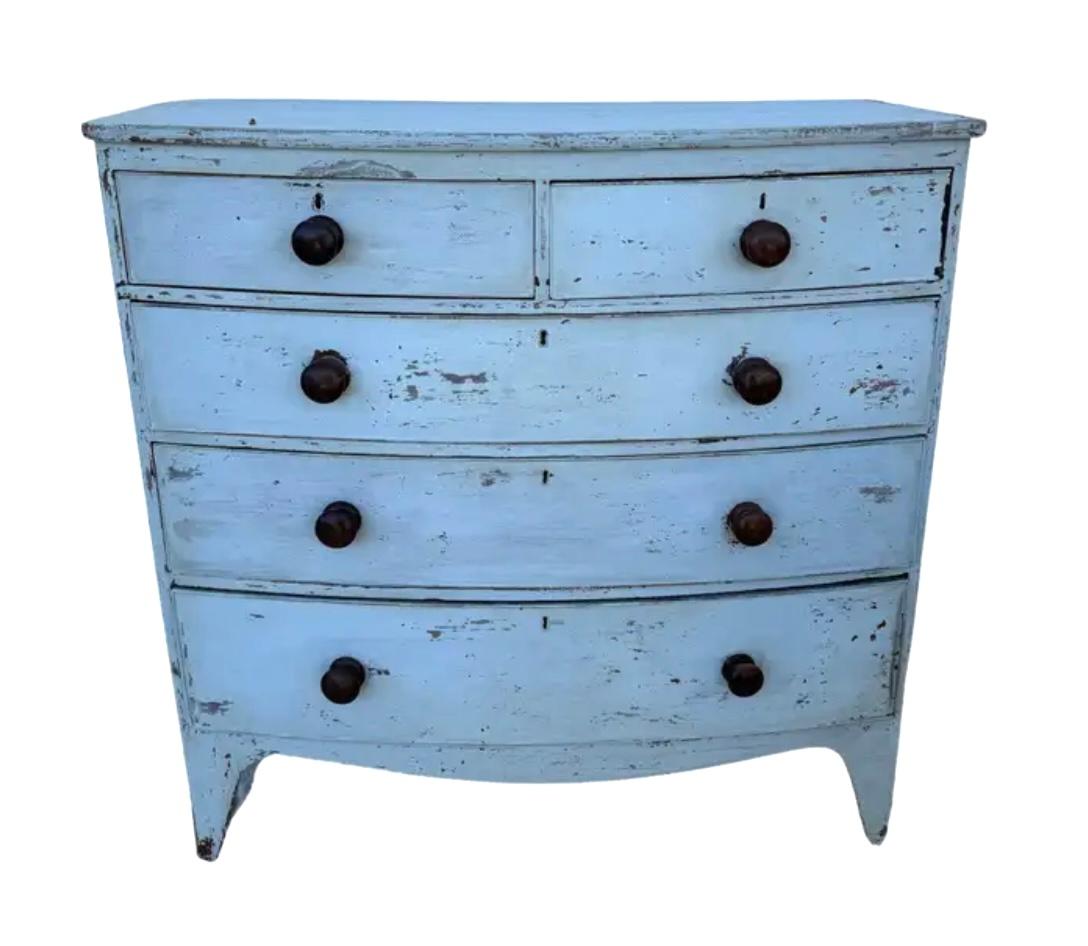 Wood English Painted Five Drawer Chest  For Sale