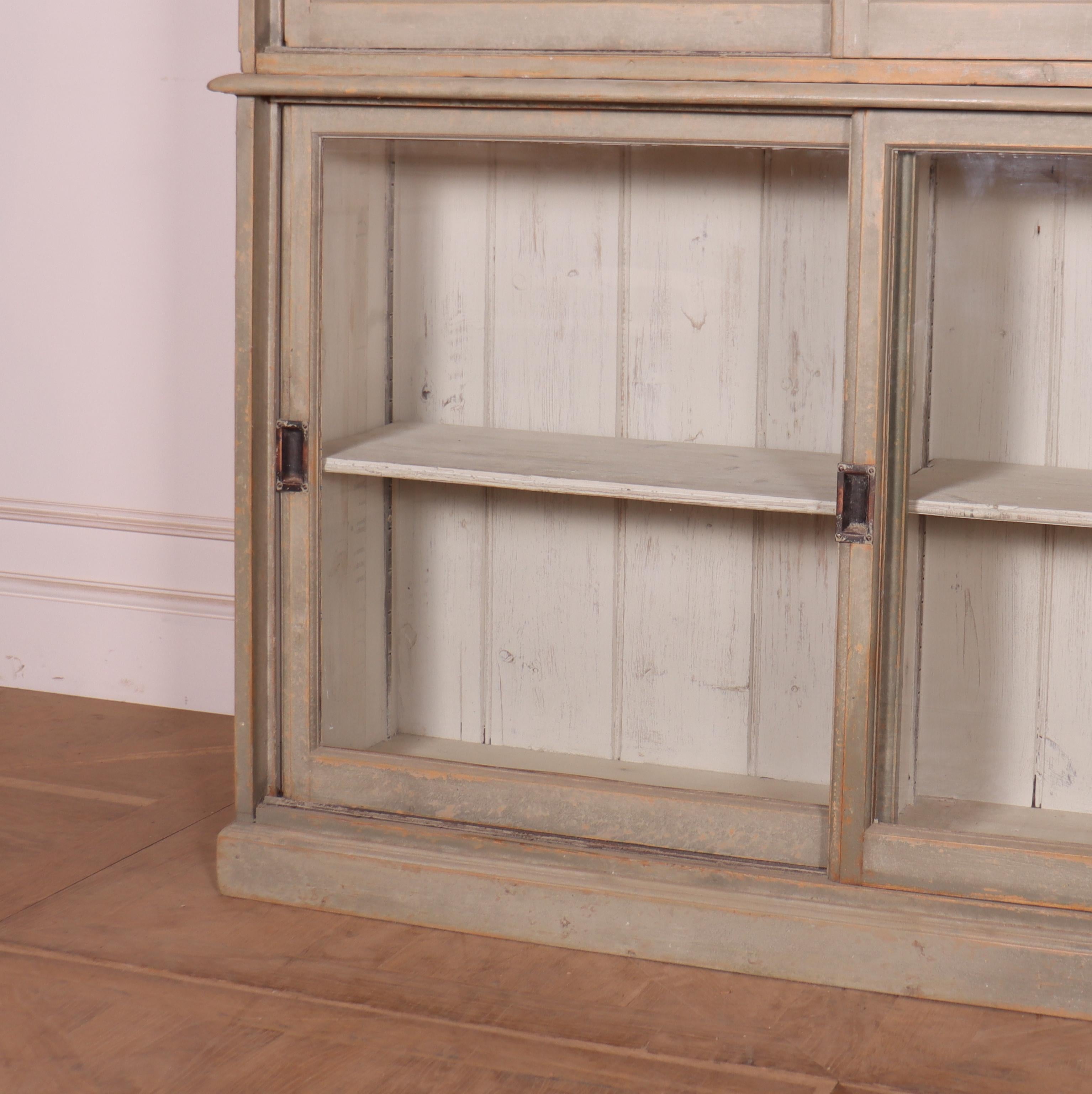 19th Century English Painted Glazed Bookcase For Sale