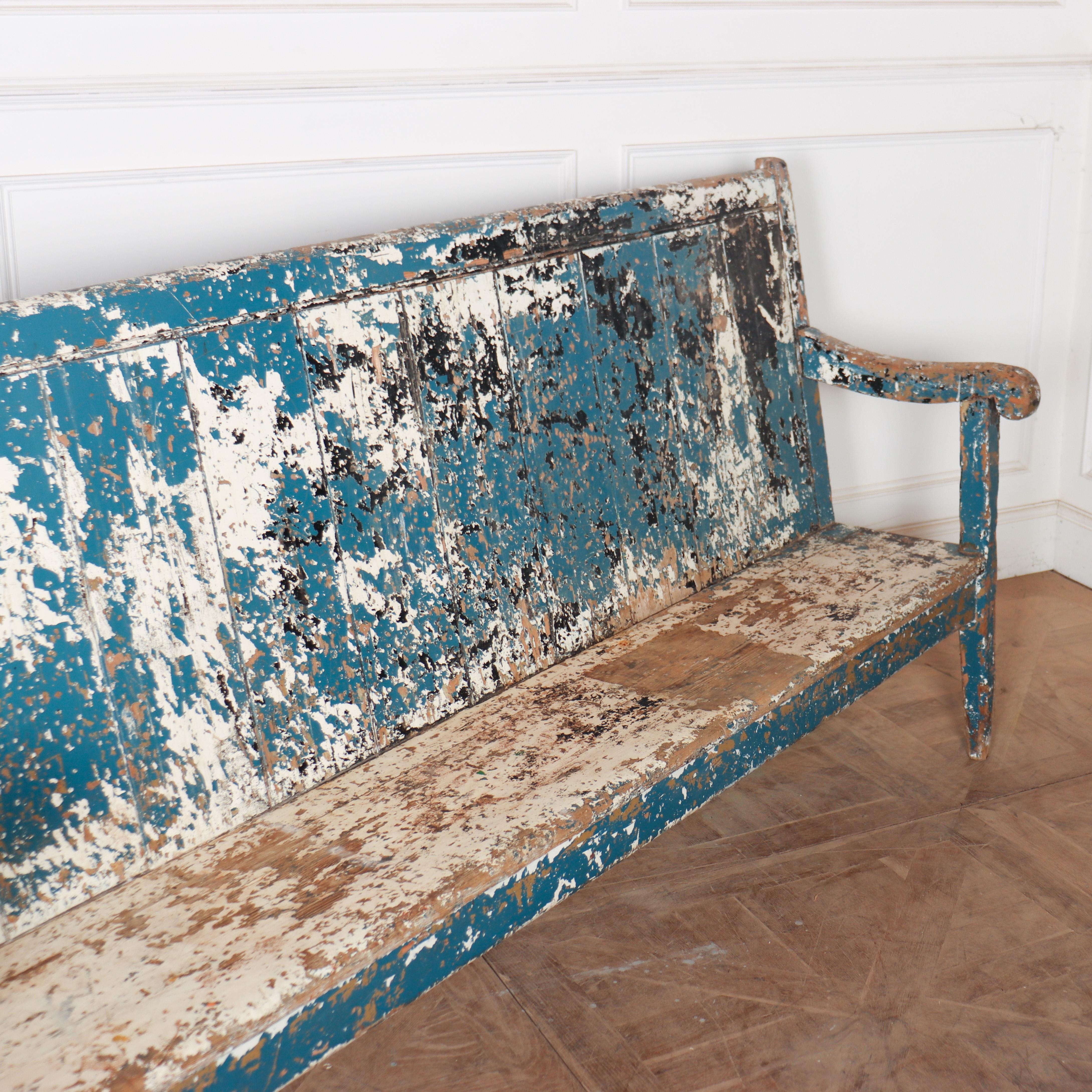 English Painted High Back Settle For Sale 1
