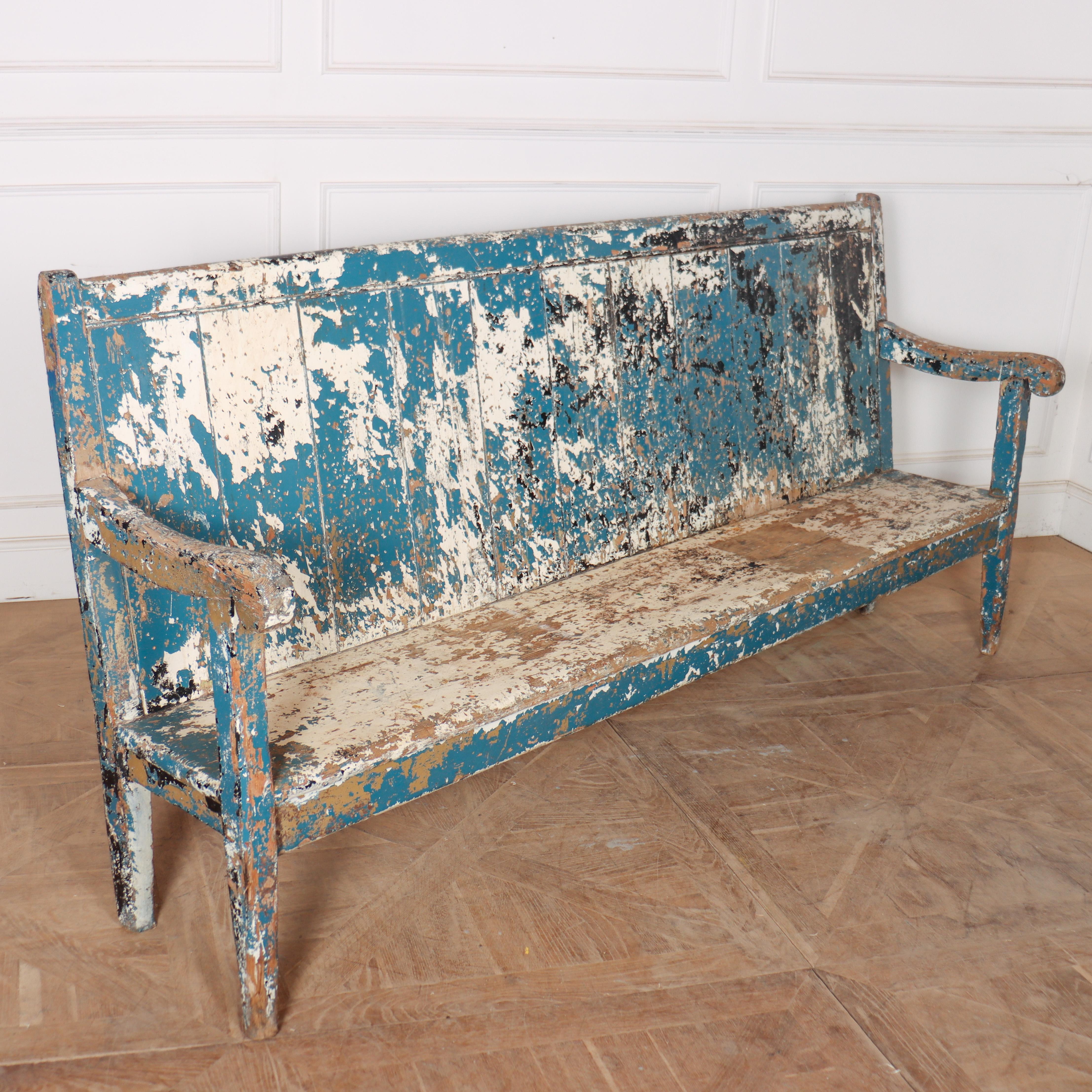 English Painted High Back Settle For Sale 2