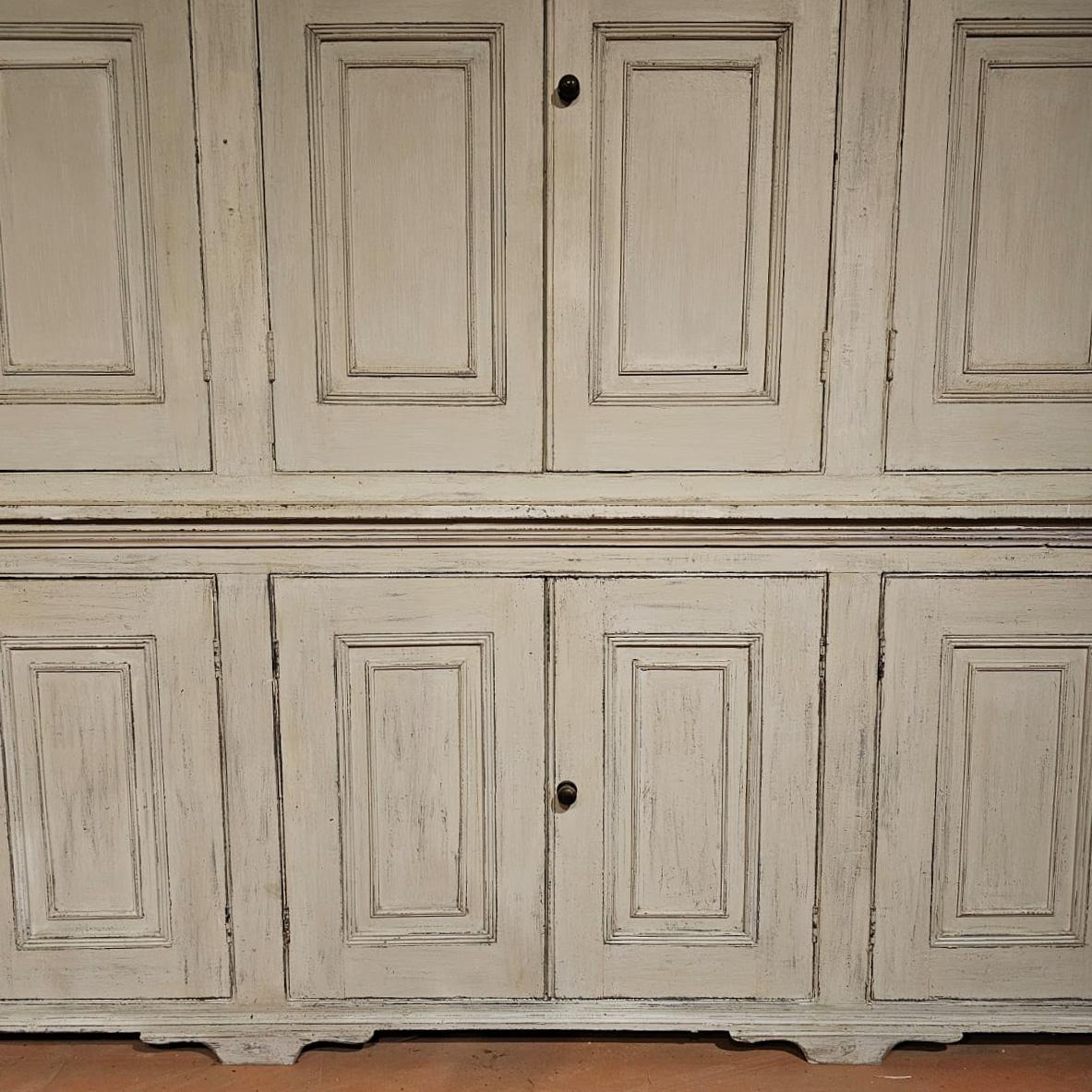 Pine English Painted Housekeepers Cupboard For Sale