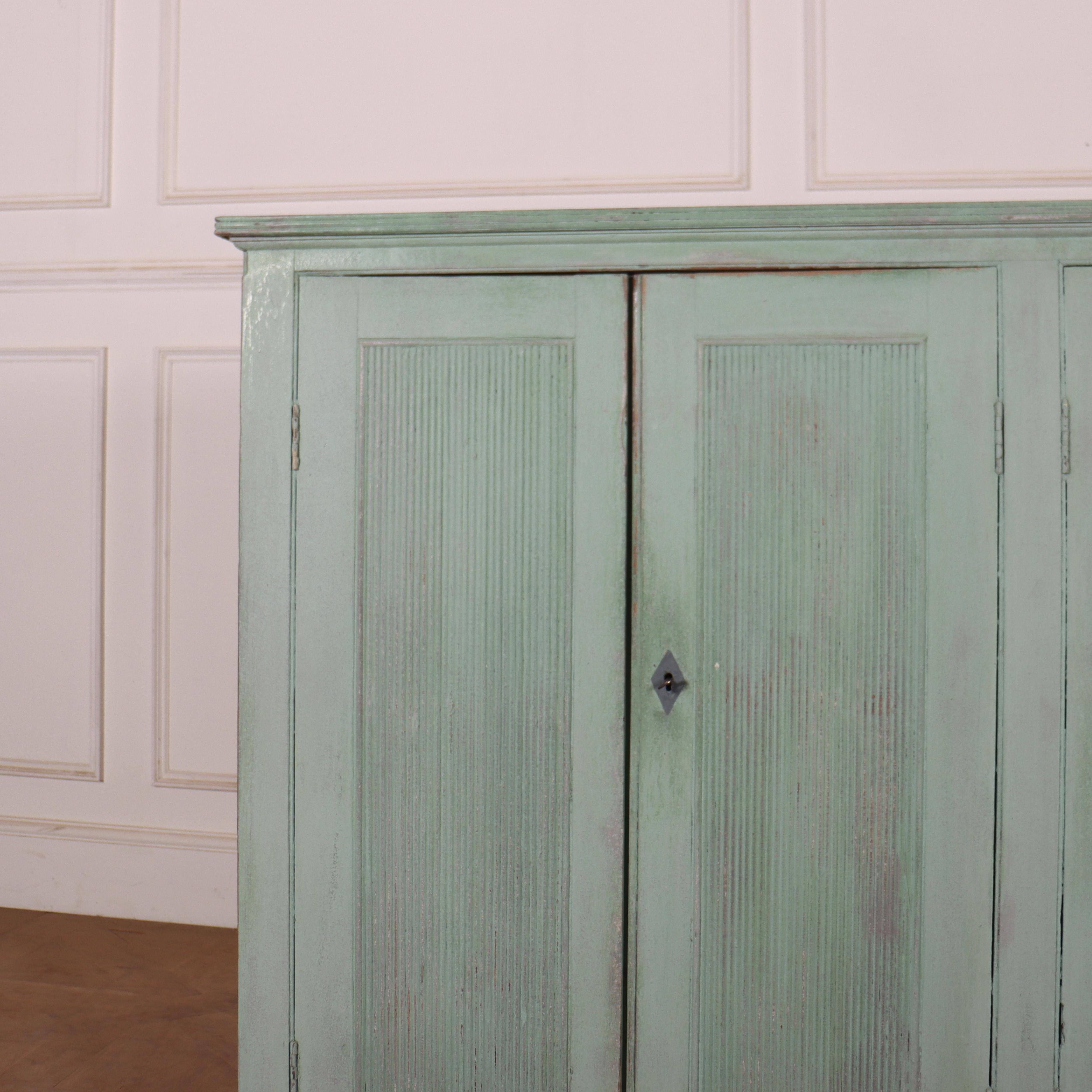 Victorian English Painted Linen Cupboard