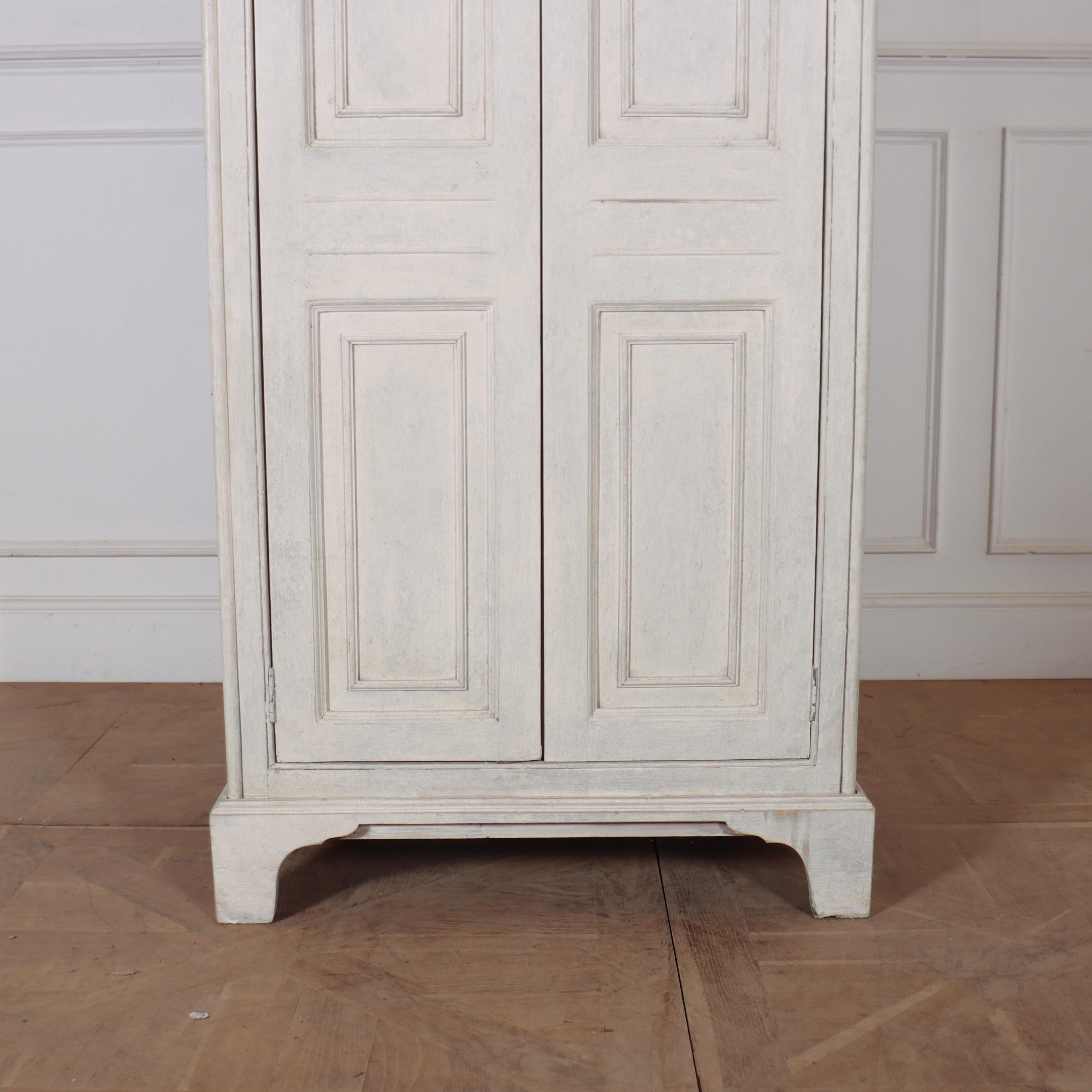 Victorian English Painted Linen Cupboard For Sale